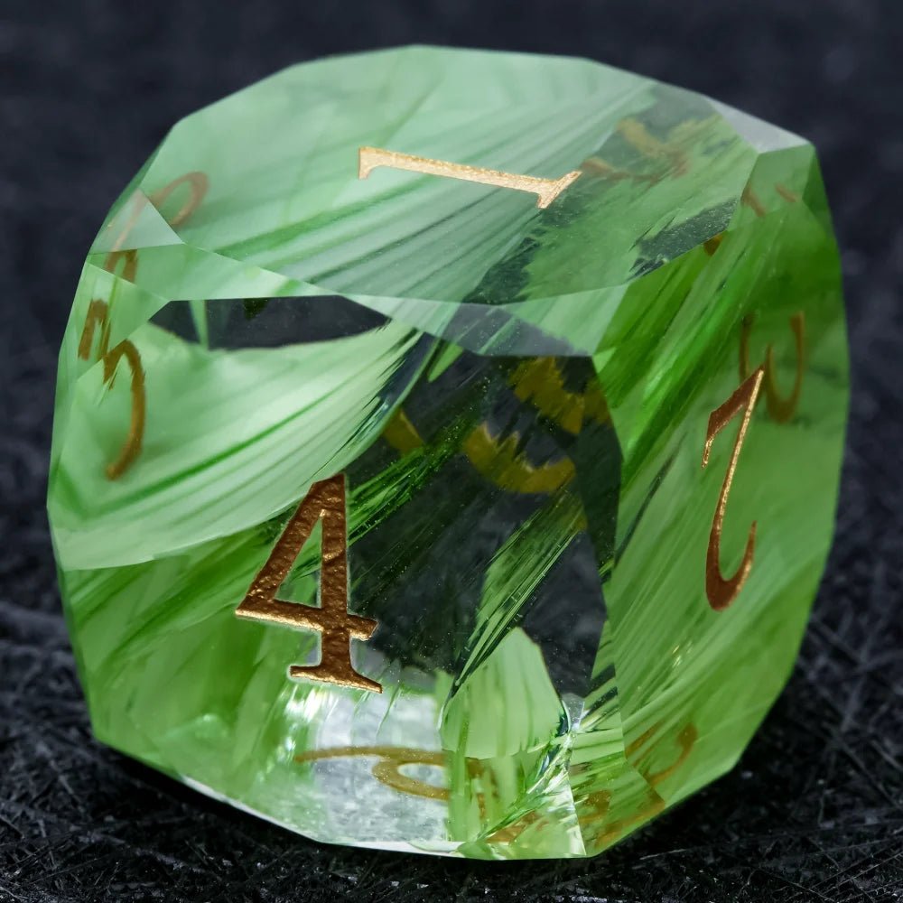DND Dice | Diamond - Cut Green Glass Gemstone Dice Set - Bear Dice