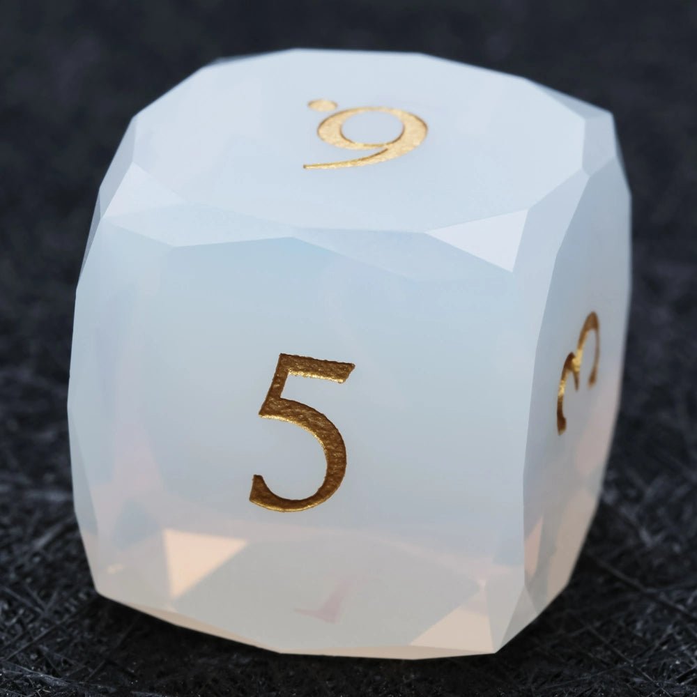 DND Dice | Diamond - Cut Opalite Glass Gemstone Dice Set - Bear Dice