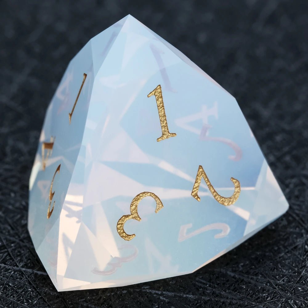 DND Dice | Diamond - Cut Opalite Glass Gemstone Dice Set - Bear Dice