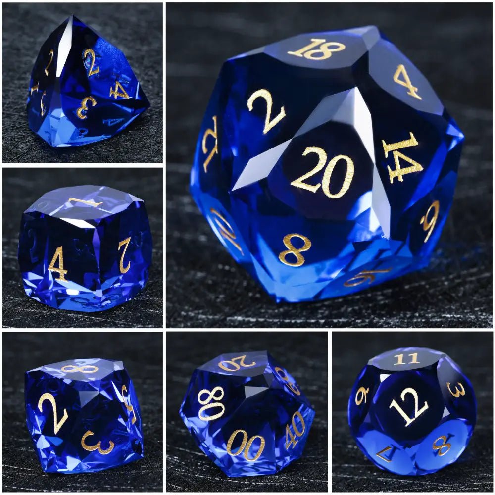 DND Dice - Diamond Cut Sapphire Multi - Sided Dice Set - Bear Dice