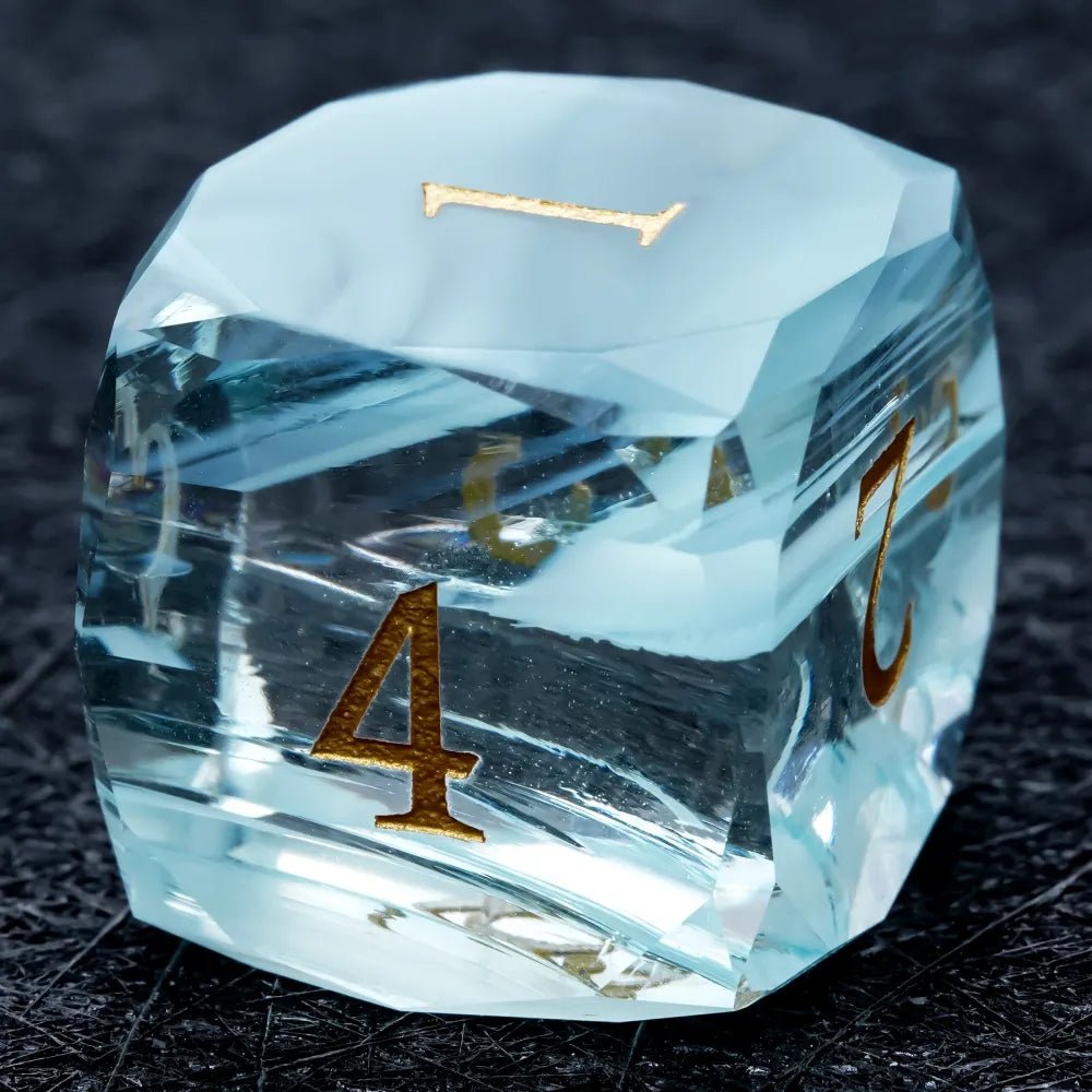 DND Dice | Diamond - Cut Sky Blue Glass Gemstone Dice Set - Bear Dice