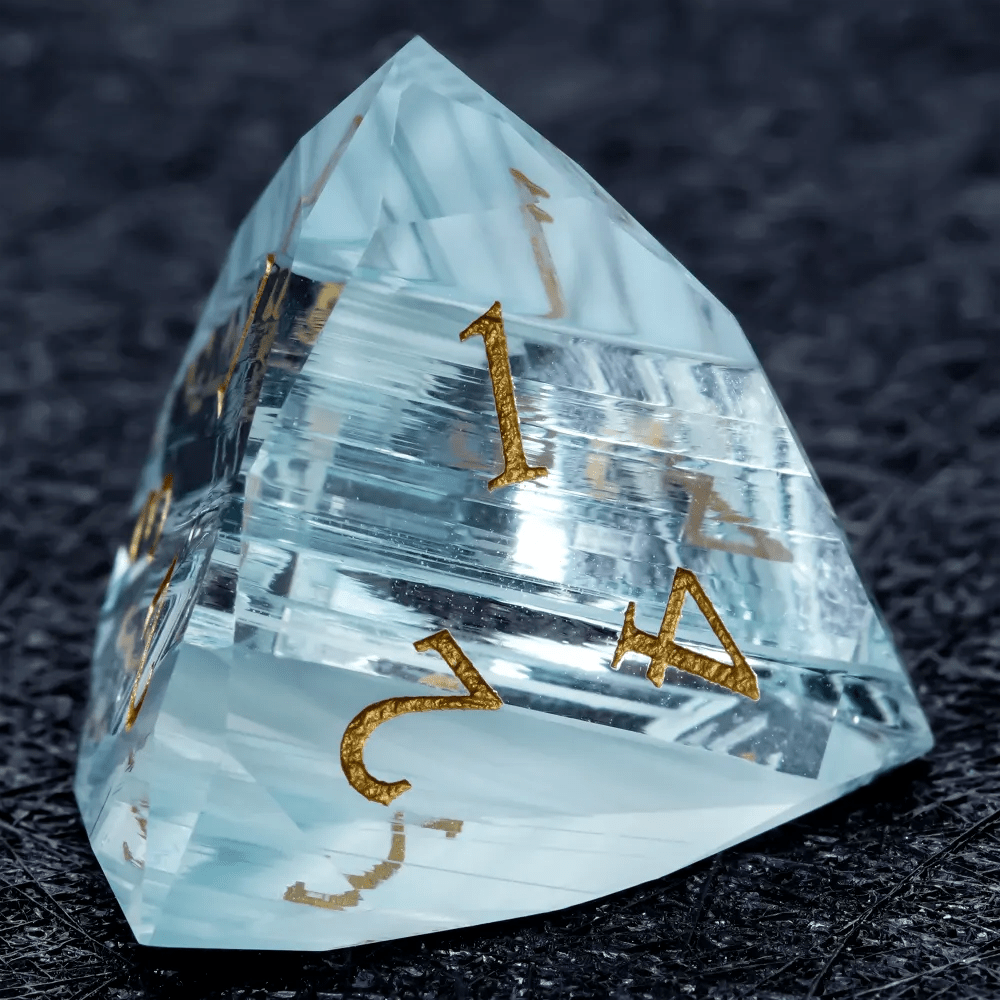 DND Dice | Diamond - Cut Sky Blue Glass Gemstone Dice Set - Bear Dice