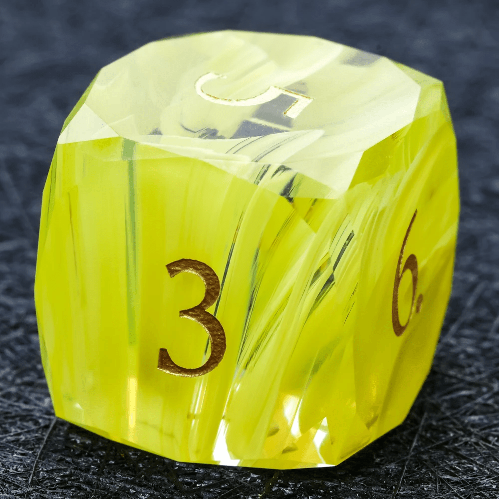 DND Dice | Diamond Cut Yellow - Green Glass Gemstone Dice Set - Bear Dice