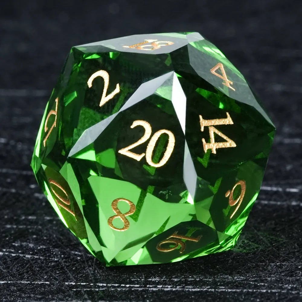 DND Dice - Diamond Faceted Emerald Dice Set - Bear Dice