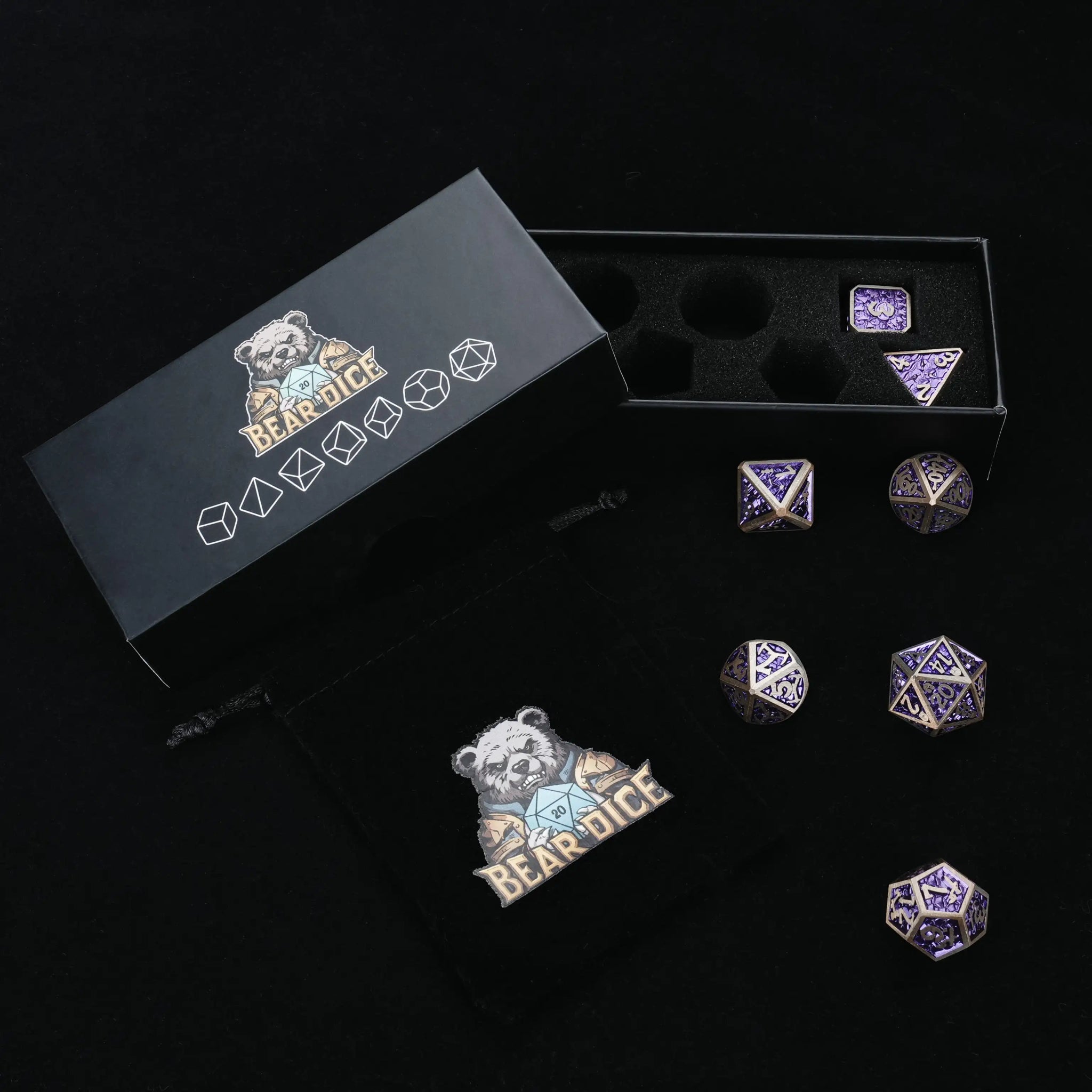 DND Dice – Dragon Scale Series Metal Dice Set - Bear Dice