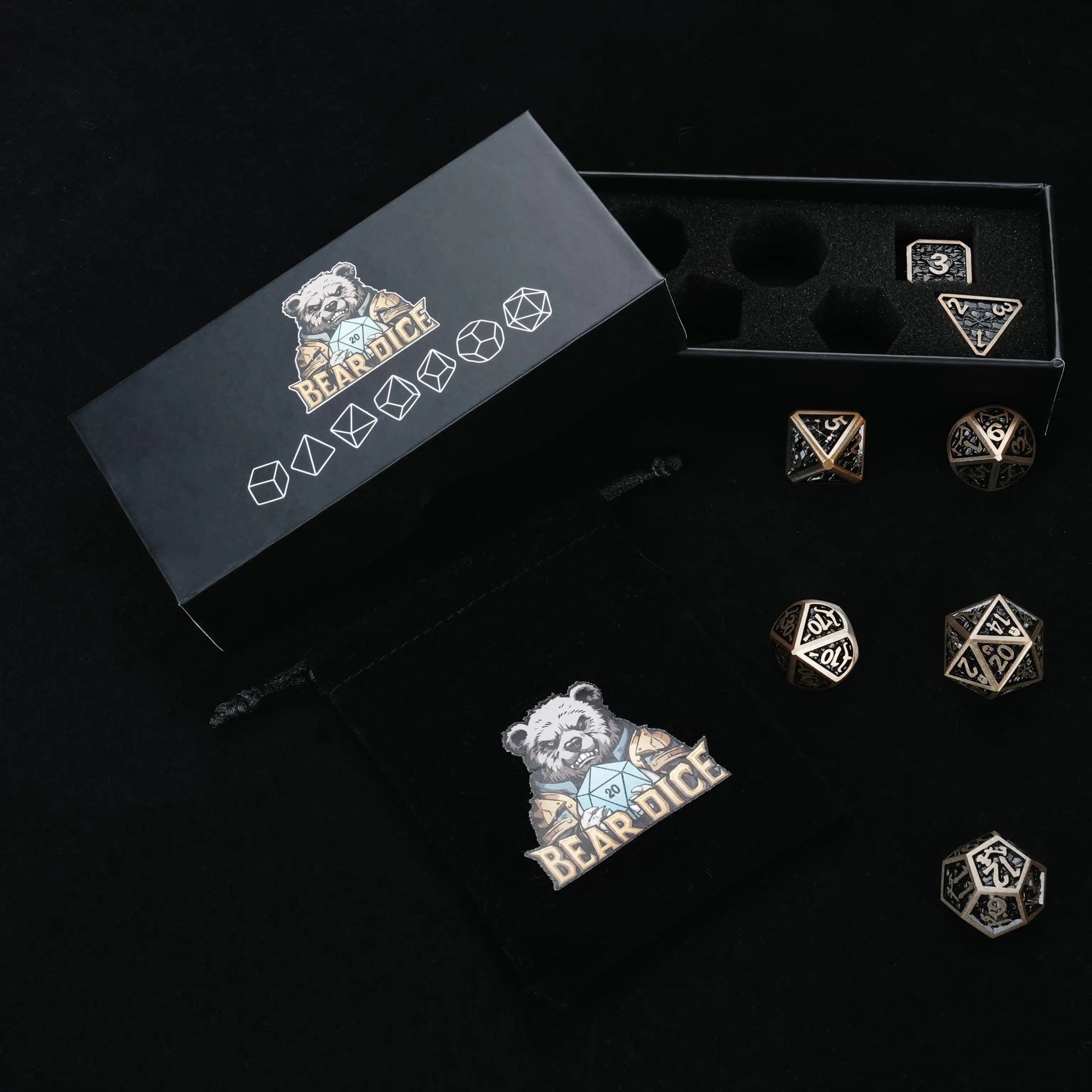 DND Dice – Dragon Scale Series Metal Dice Set - Bear Dice