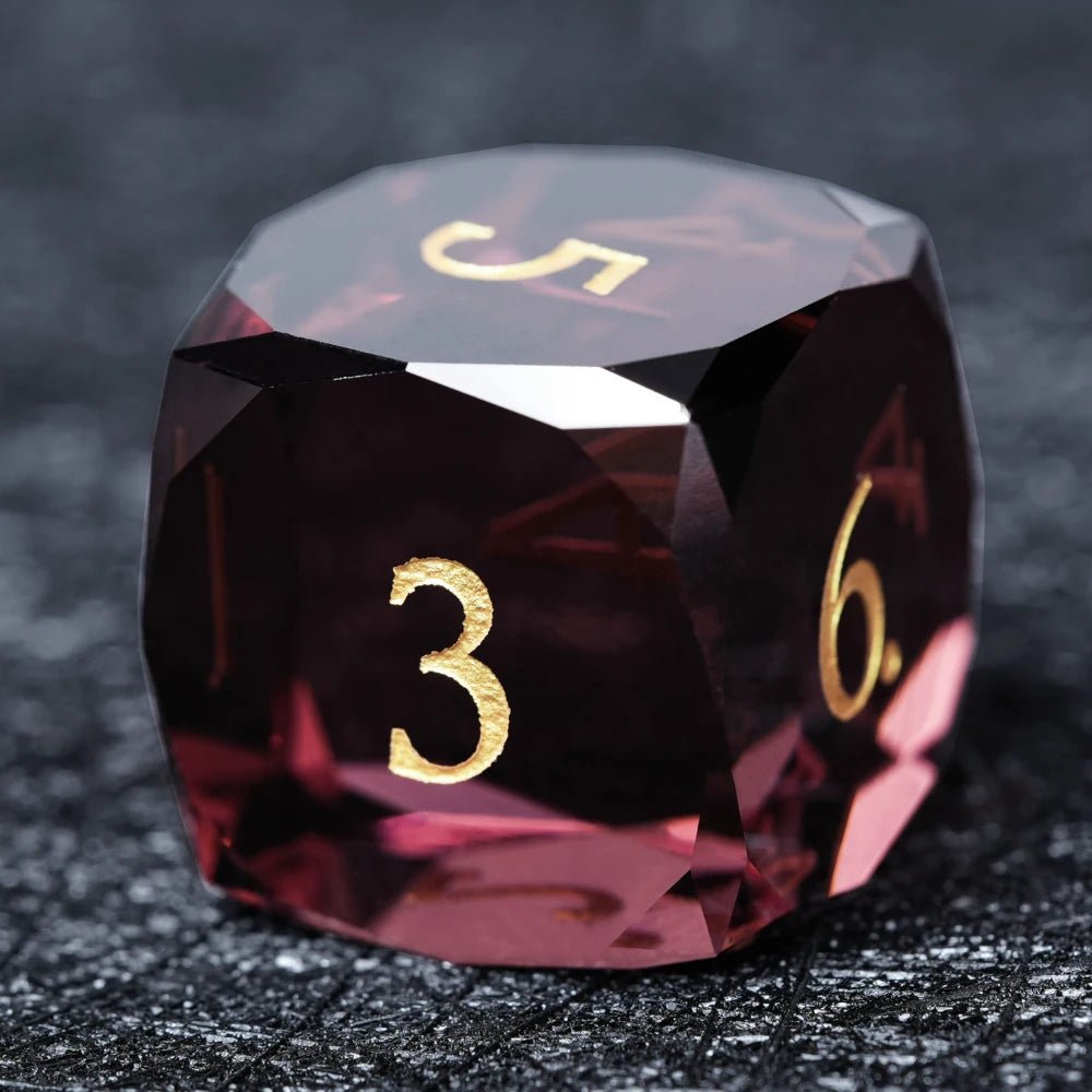 DND Dice - Engraved Gold Numbered Ruby Multi - Sided Dice Set - Bear Dice