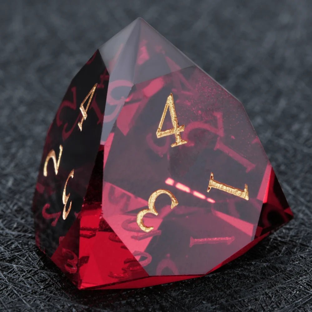 DND Dice - Garnet Red Glass Gemstone Dice Set - Bear Dice