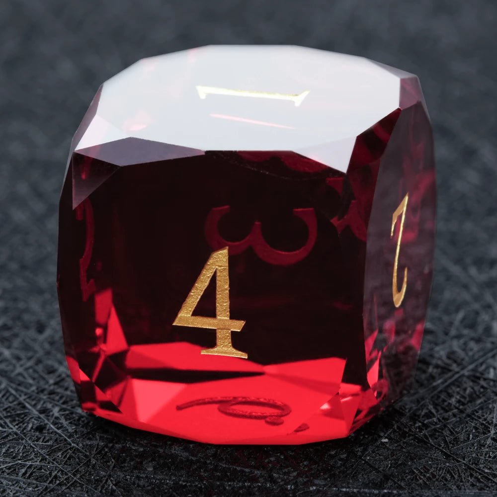 DND Dice - Garnet Red Glass Gemstone Dice Set - Bear Dice