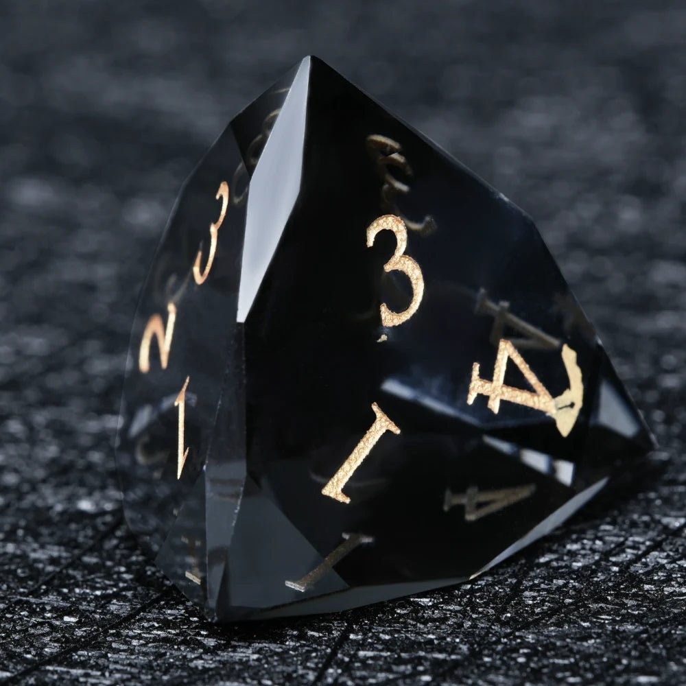 DND Dice - Premium Black Glass Gem RPG Dice Set - Bear Dice