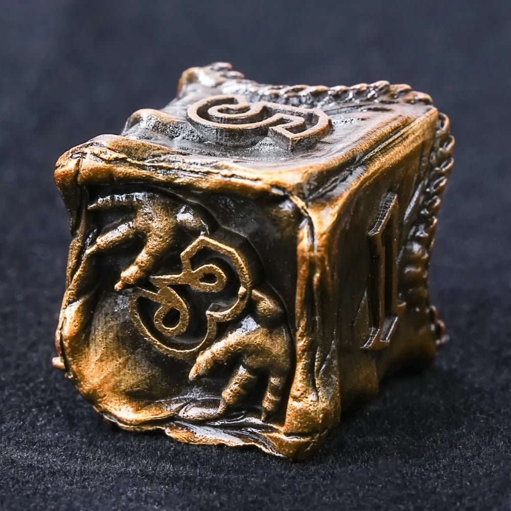 DND Epic Fantasy Metal Dragon Head Dice Set - Bear Dice