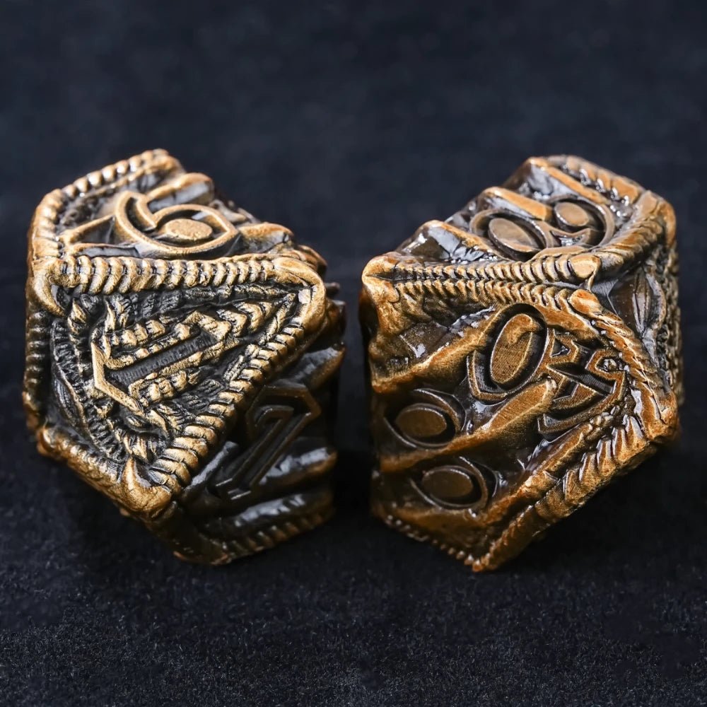 DND Epic Fantasy Metal Dragon Head Dice Set - Bear Dice