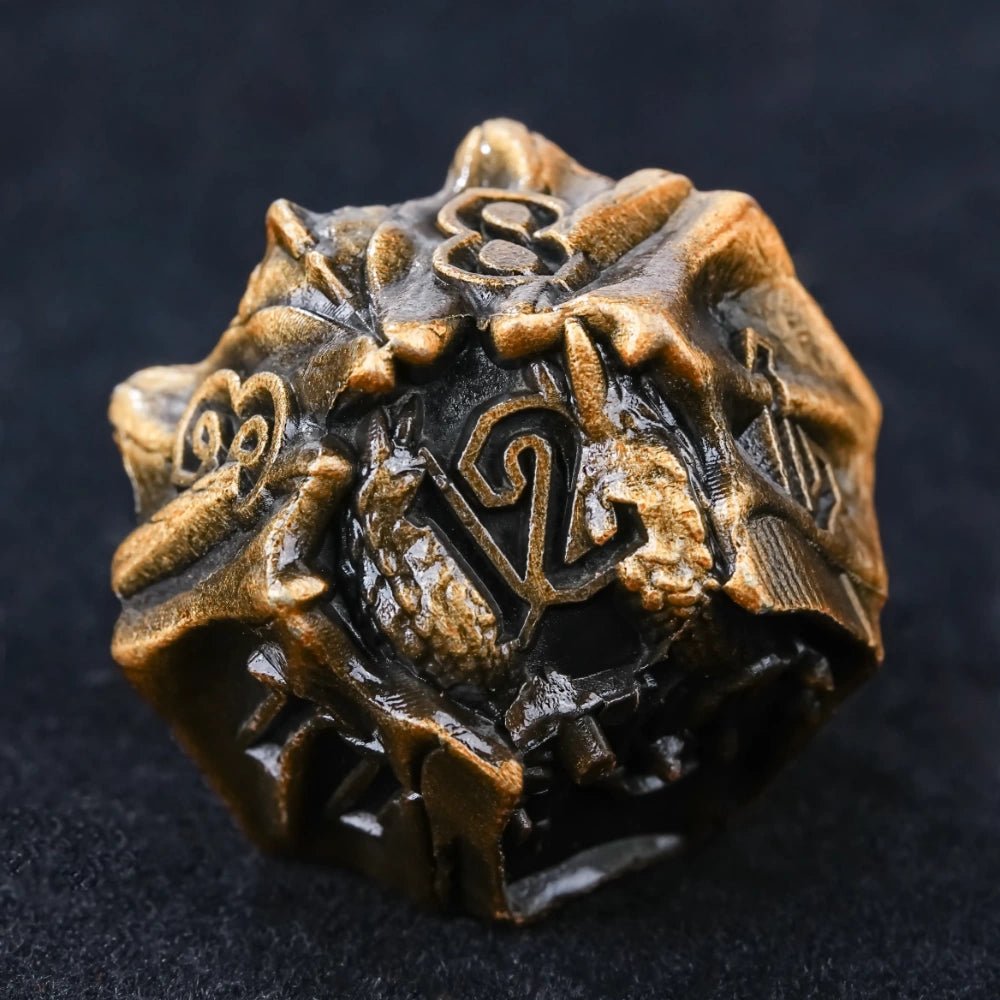DND Epic Fantasy Metal Dragon Head Dice Set - Bear Dice