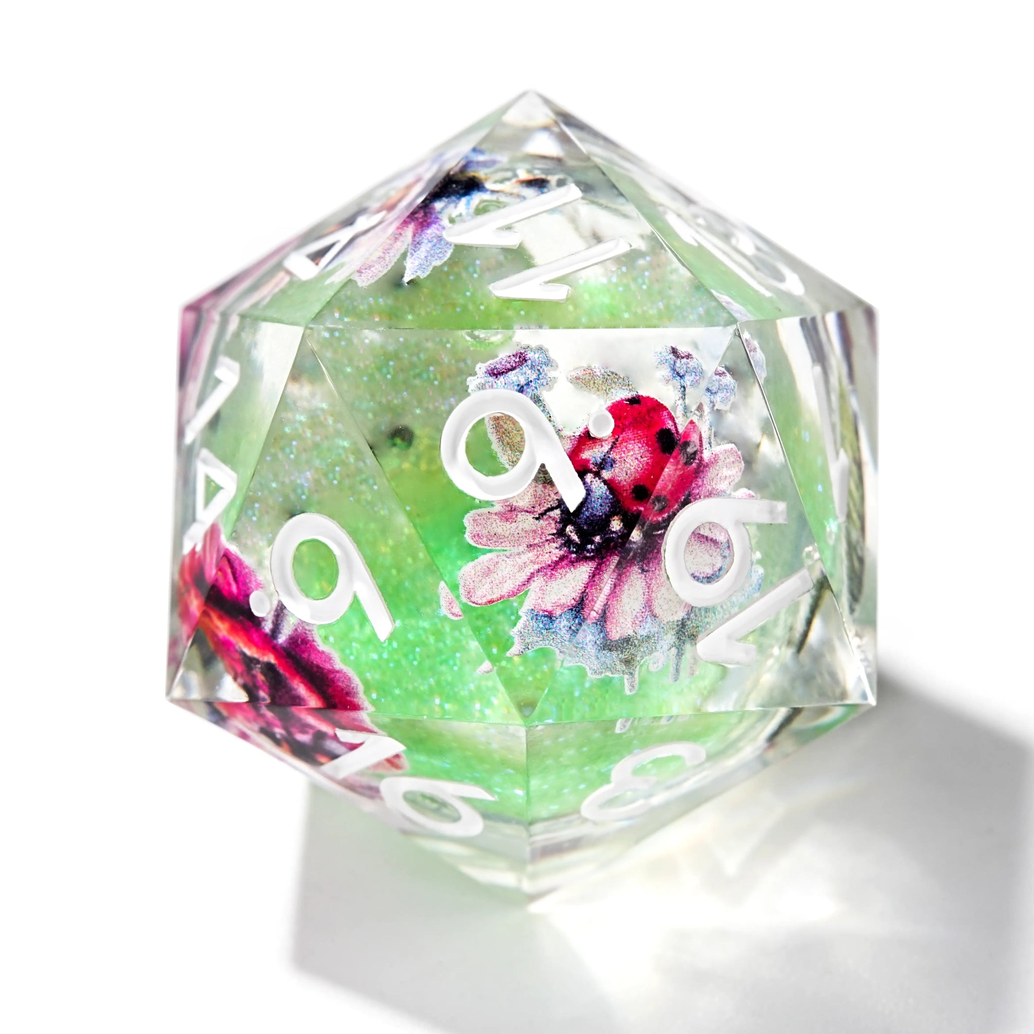 Dream Series - Butterfly Green Quicksand Resin DND Dice Set - Bear Dice