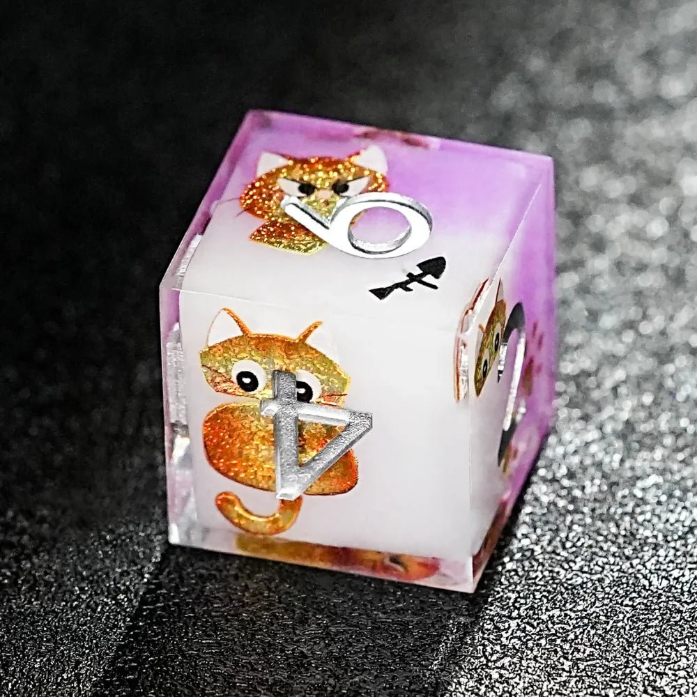 Exquisite cat - themed purple resin dice set - Bear Dice