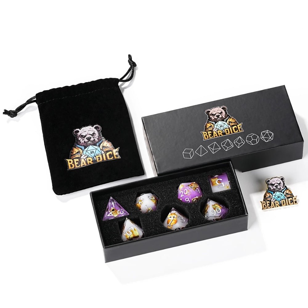 Exquisite cat - themed purple resin dice set - Bear Dice