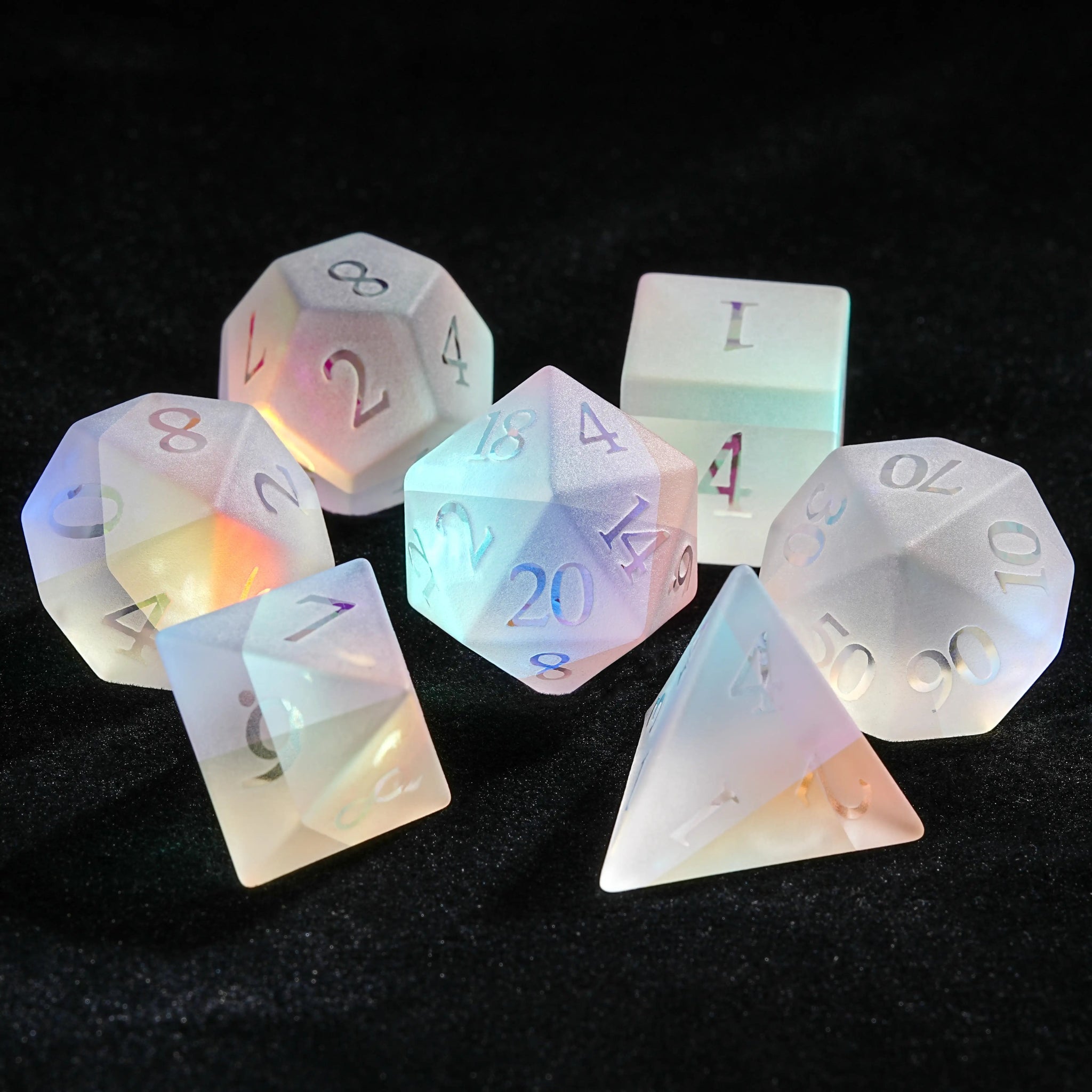 Fantasy Prism Gemstone Dice, D&D Multi - Sided Stained Glass Dice Set - Bear Dice