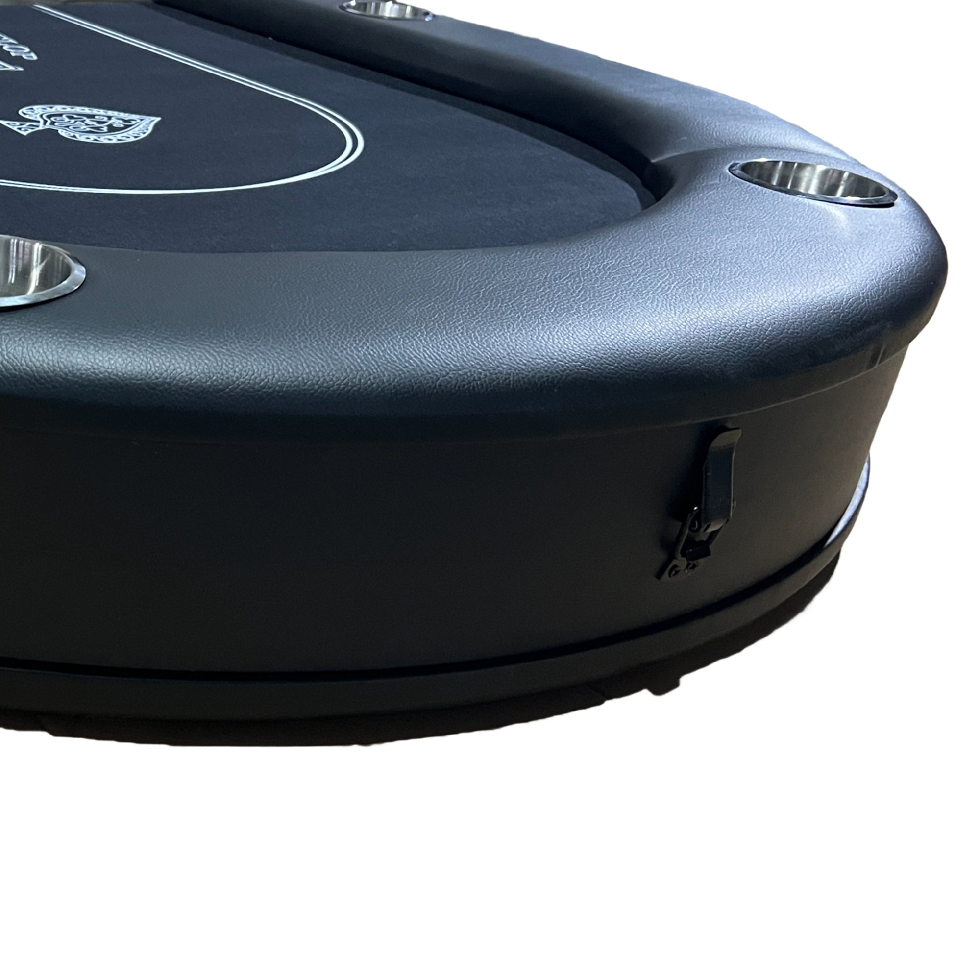 Foldable Poker Table Portable – Black Felt Padded Armrest Rail Edge Close-up | Bear Dice