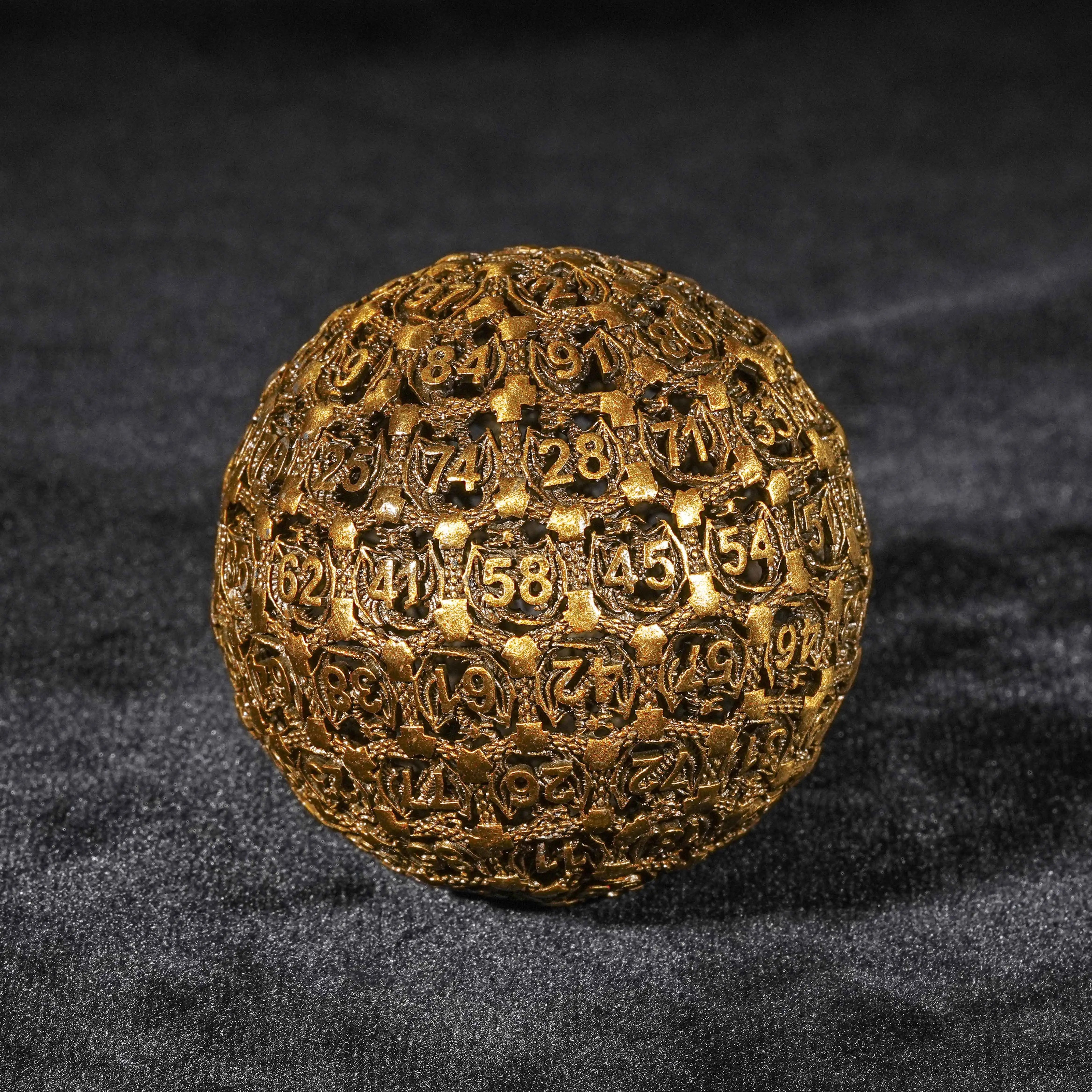 Dragon's 50mm Antique Gold D100 Metal Dice | Bear Dice