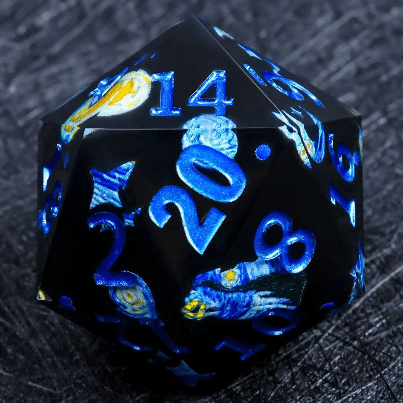 Giant Resin D20 Dice - Van Gogh Elements 35mm DND Dice - Bear Dice