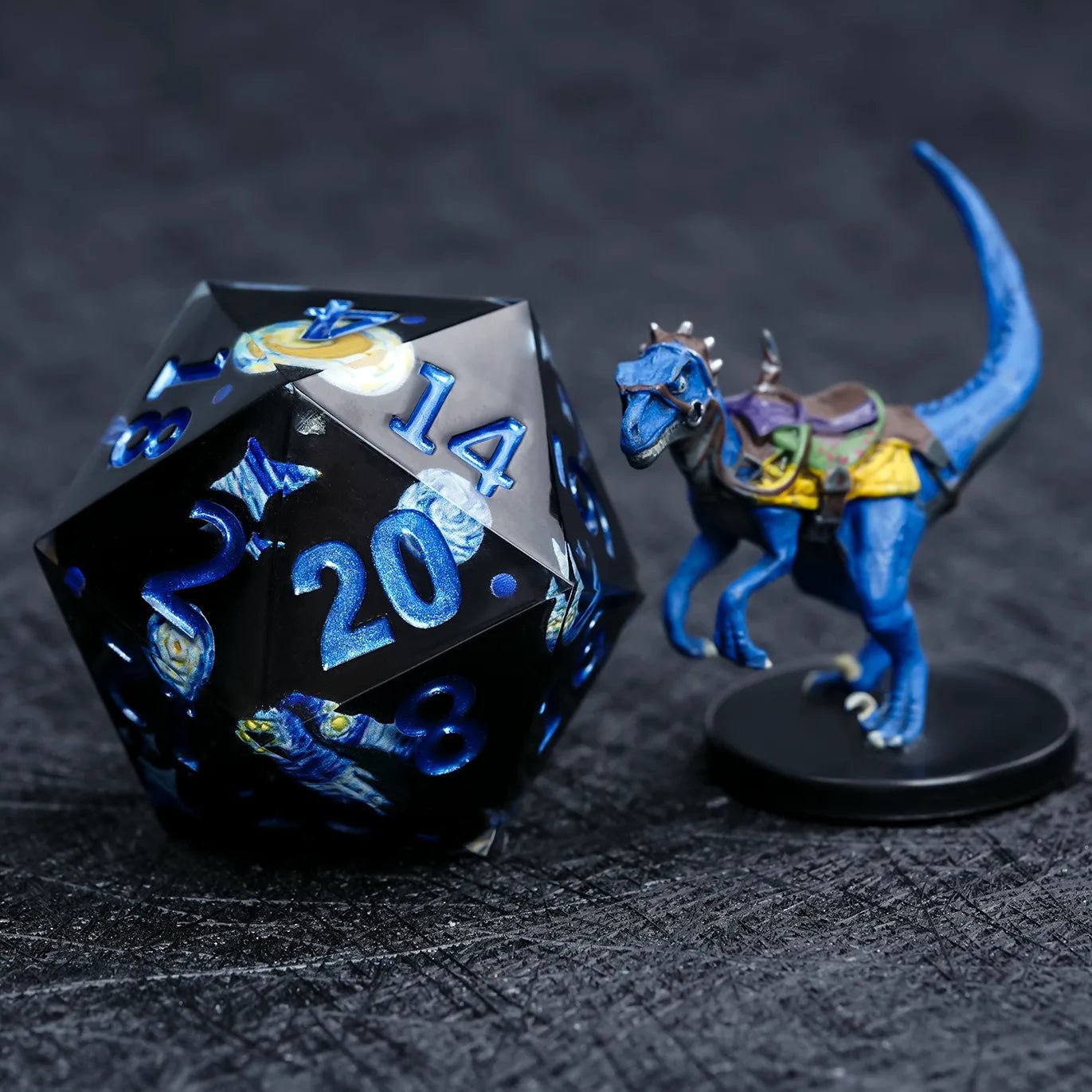 Giant Resin D20 Dice - Van Gogh Elements 35mm DND Dice - Bear Dice