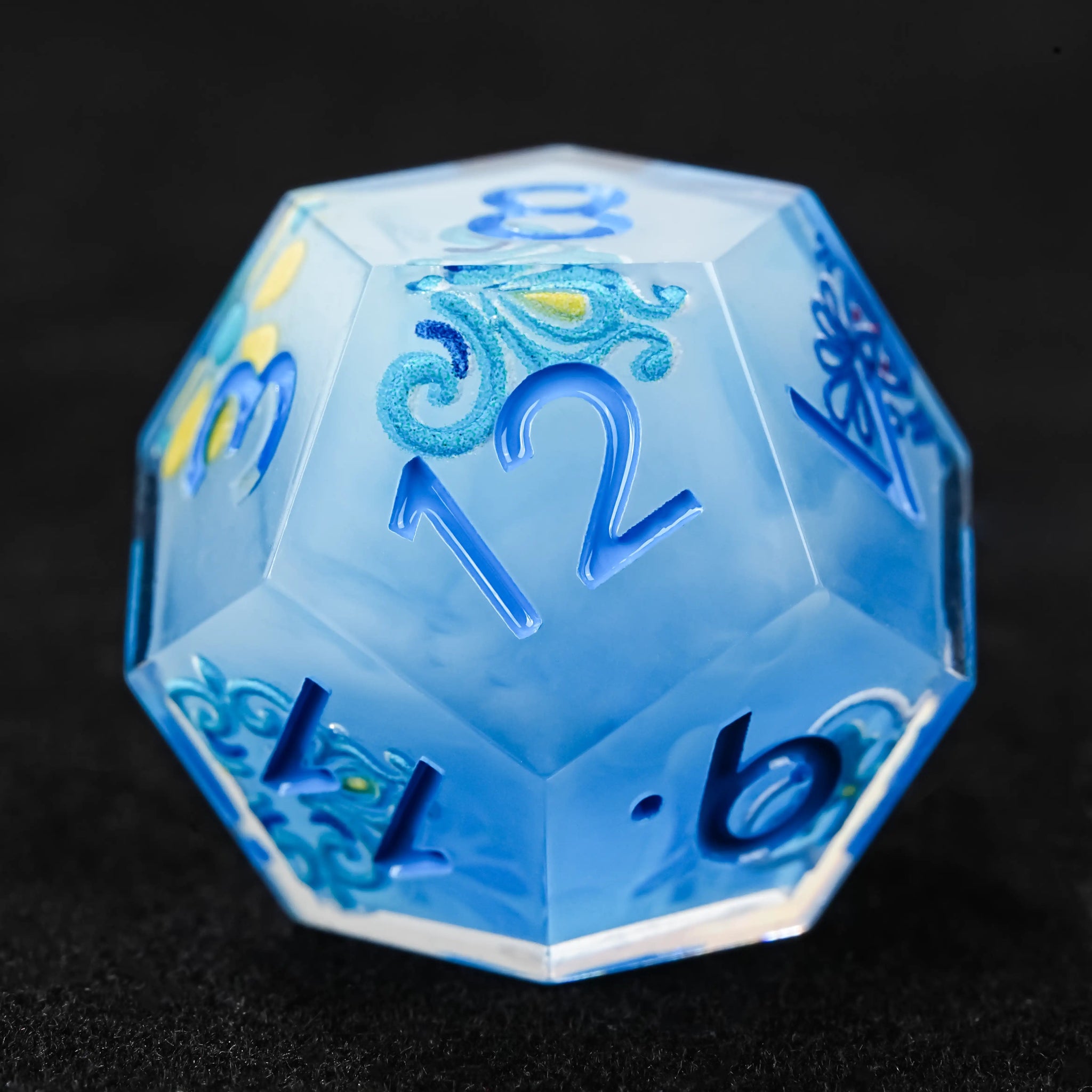 Glacier Blue Floral Bloom D&D Dice Set - Bear Dice