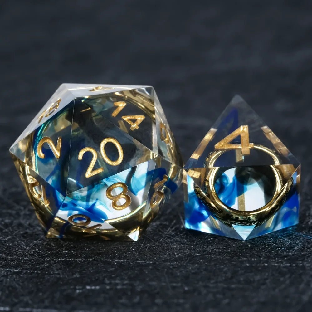 Gold Ring DND Red Resin Dice Set Sharp Edges Perfect for Romantic Role Playing Adventures - Bear Dice