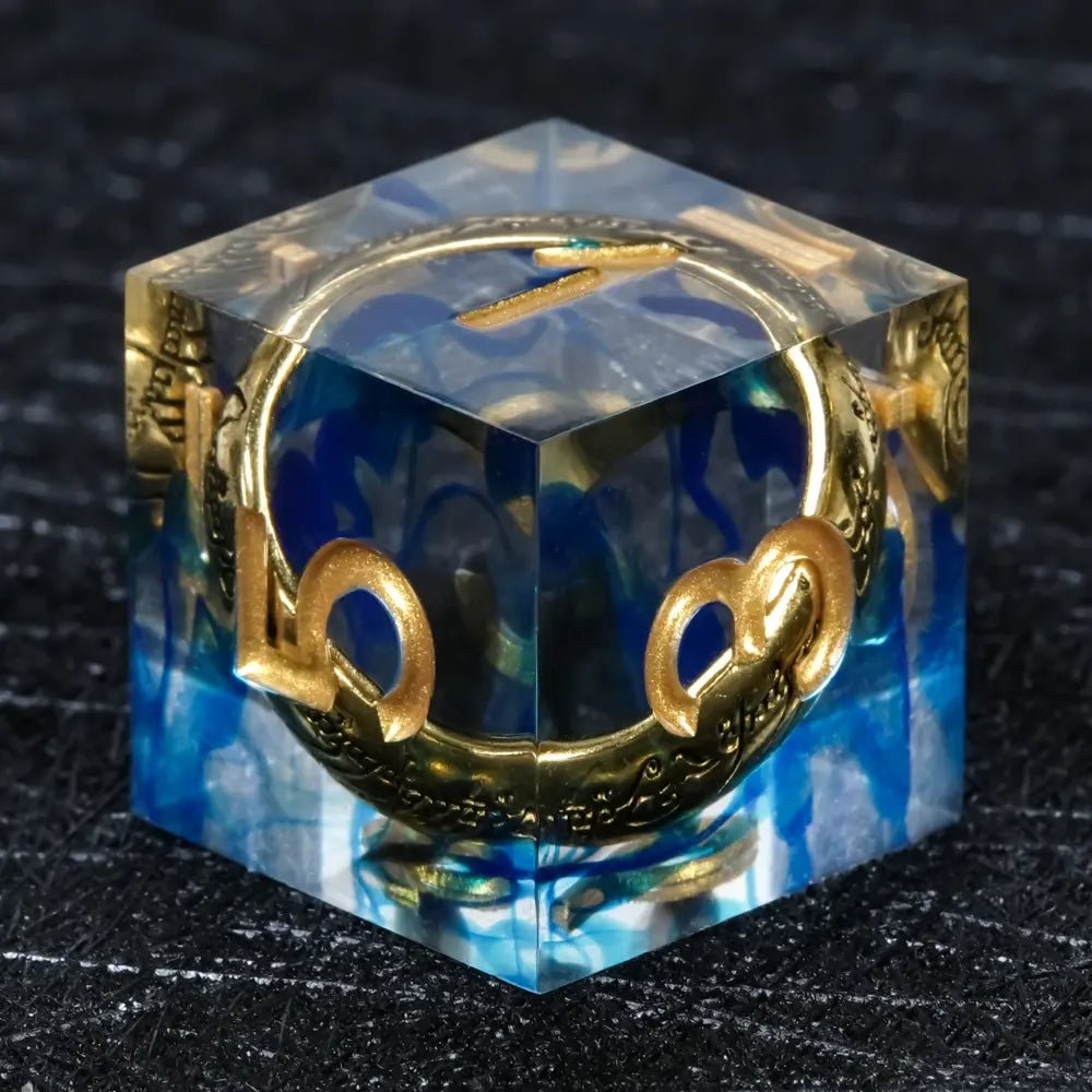 Gold Ring DND Red Resin Dice Set Sharp Edges Perfect for Romantic Role Playing Adventures - Bear Dice