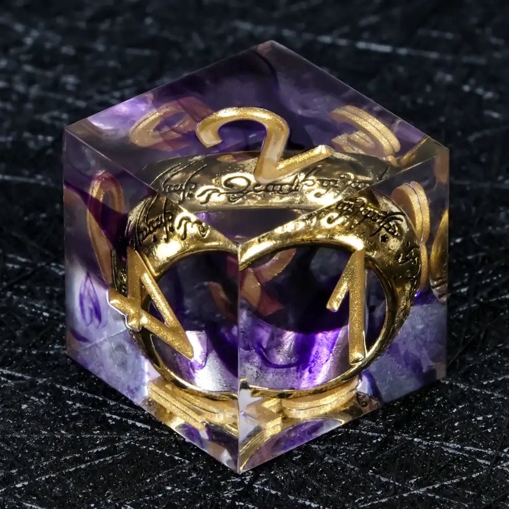 Gold Ring DND Red Resin Dice Set Sharp Edges Perfect for Romantic Role Playing Adventures - Bear Dice