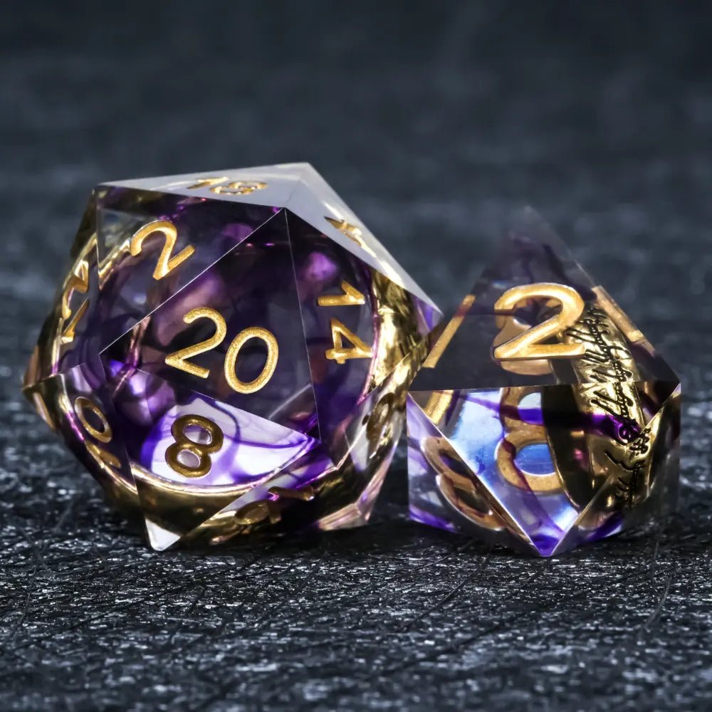 Gold Ring DND Red Resin Dice Set Sharp Edges Perfect for Romantic Role Playing Adventures - Bear Dice