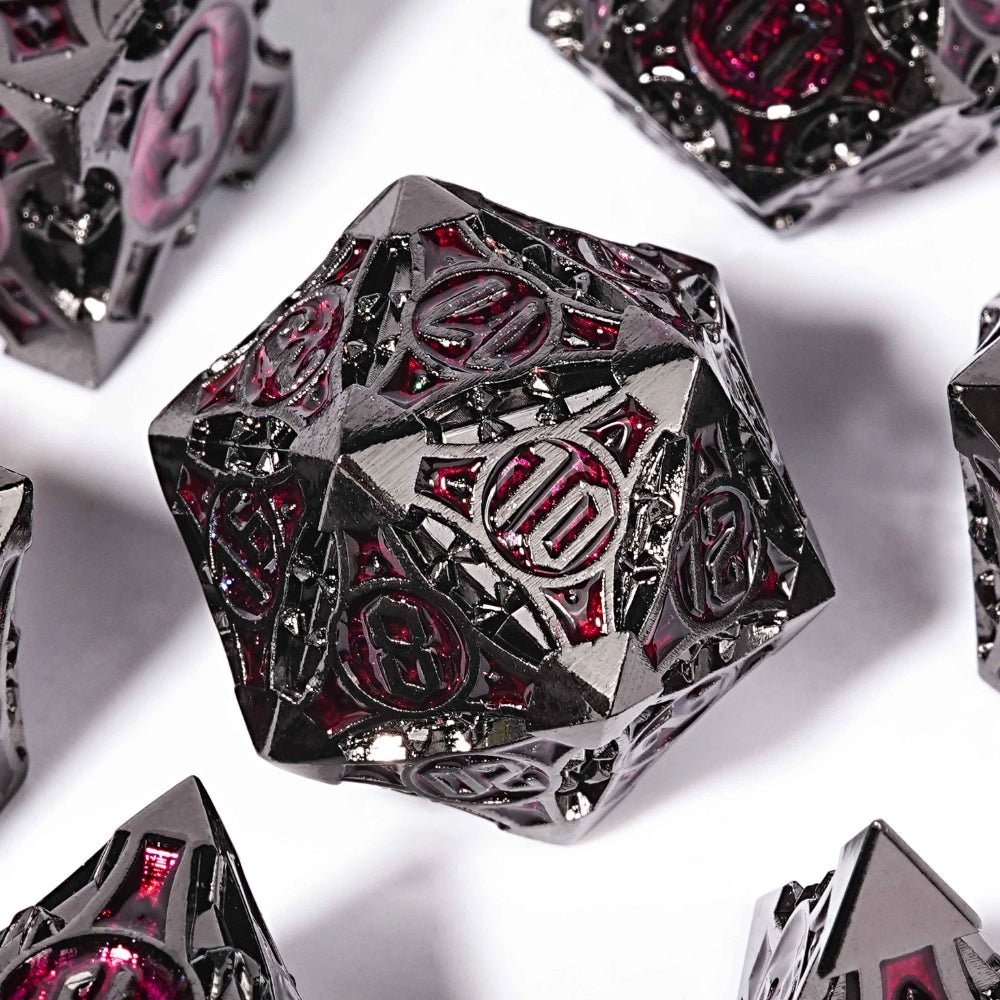 Gothic sharp edge metal DND dice set - Bear Dice