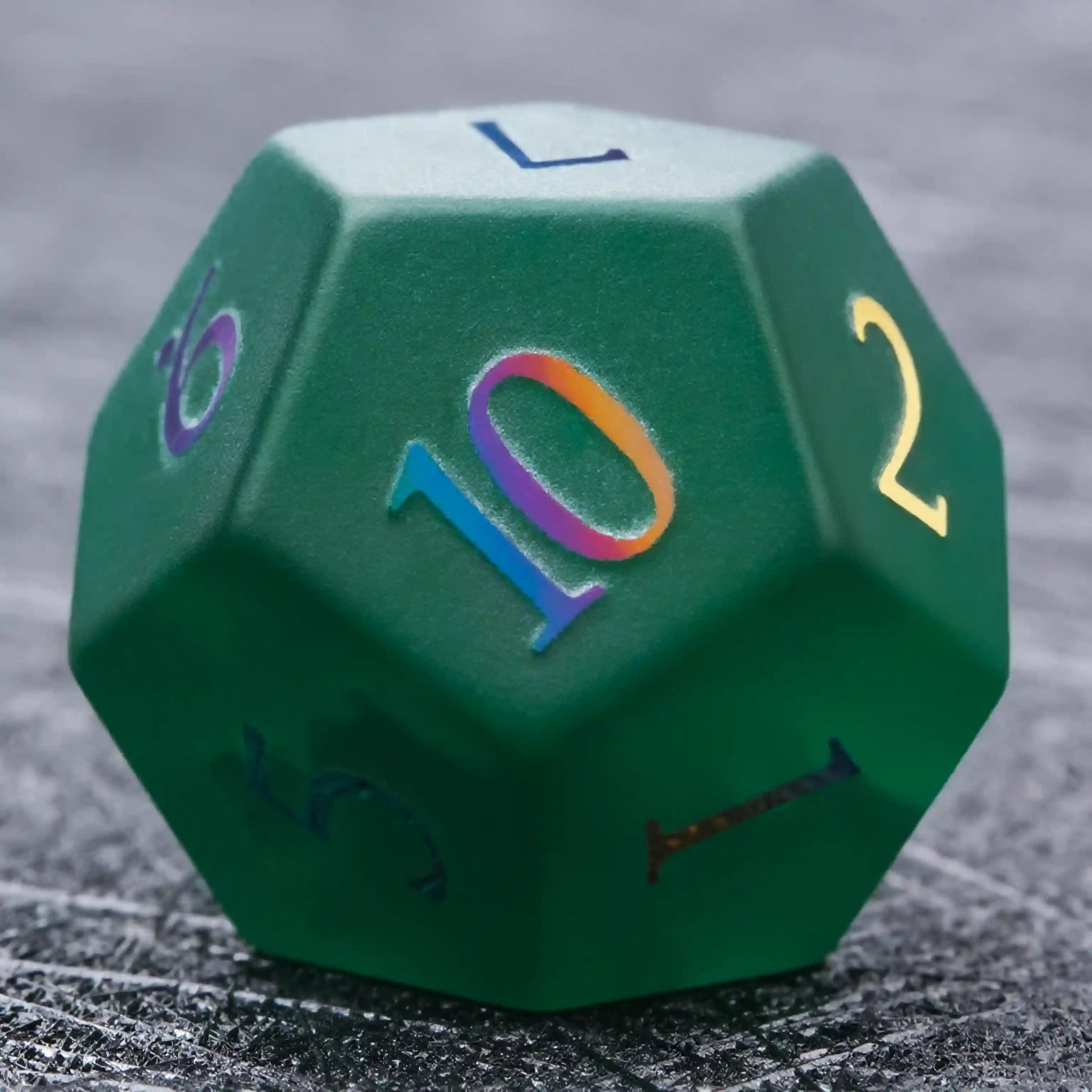 Green Glass Frosted Gem DND Dice Set + Colored Fonts - Bear Dice