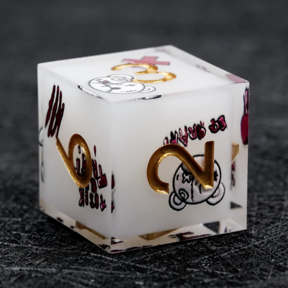 Halloween Killer Bear themed resin dice set with gold numbers - Bear Dice