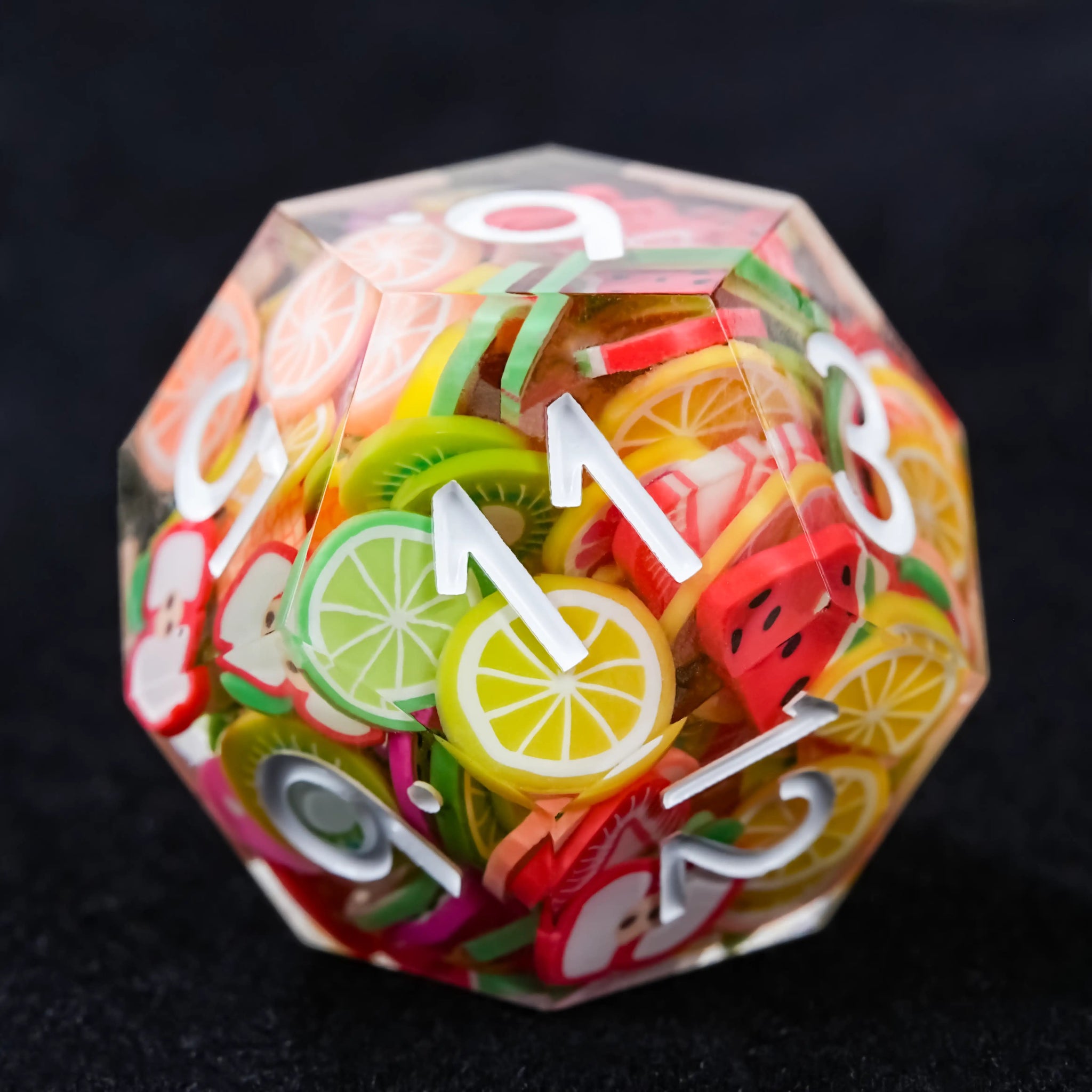 Handmade Fruit Resin Polyhedron D&D Dice Set - TRPG Game Dice - Bear Dice