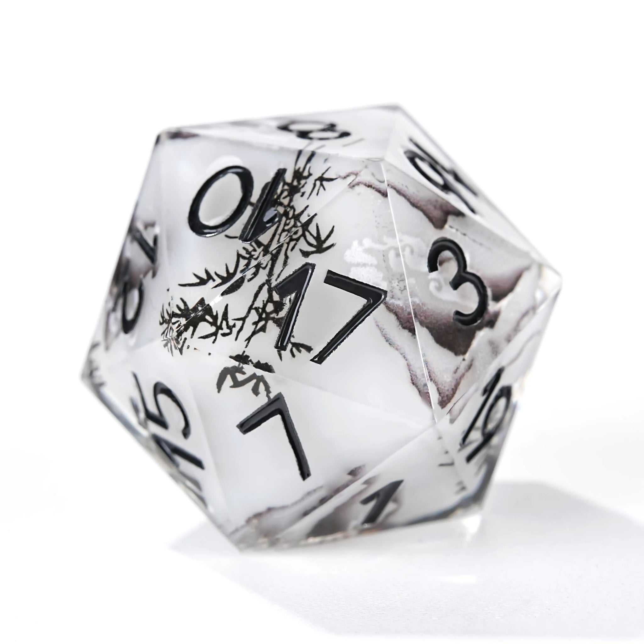 Handmade Ink Painting Style Resin D&D Dice Set - Bear Dice
