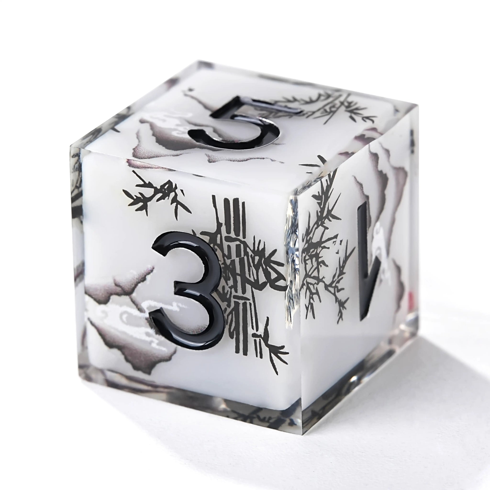 Handmade Ink Painting Style Resin D&D Dice Set - Bear Dice