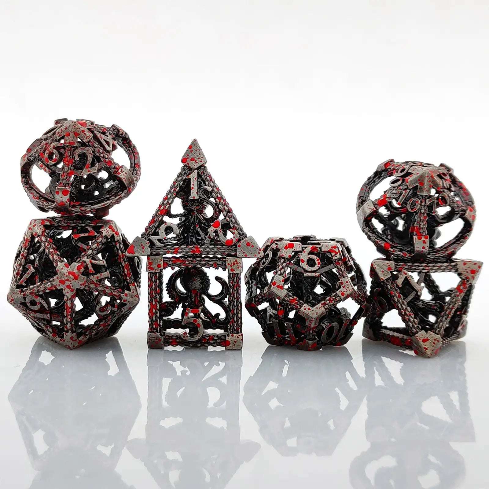 Hollow Metal DND Octopus Monster Dice Set Bloodstain - Bear Dice