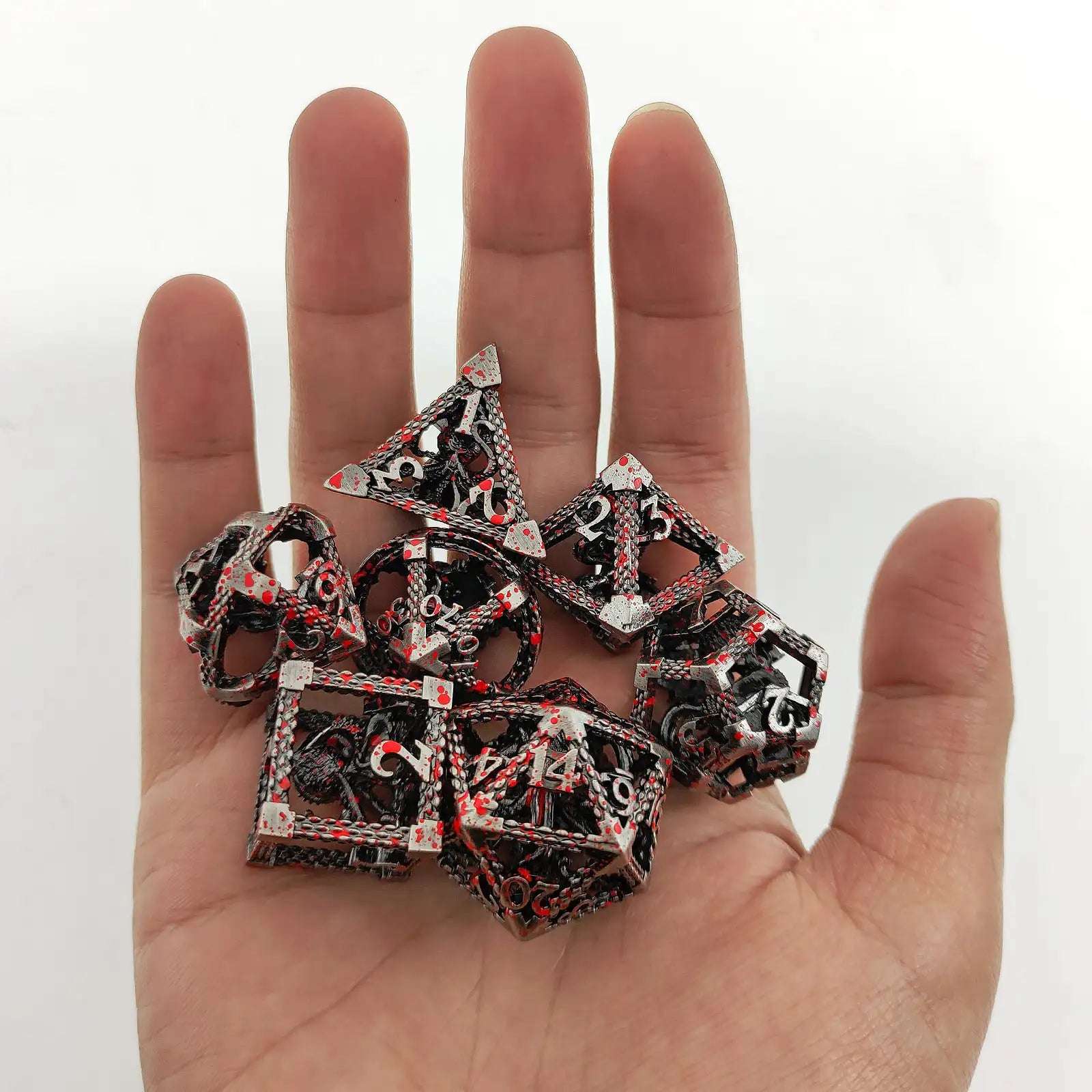 Hollow Metal DND Octopus Monster Dice Set Bloodstain - Bear Dice