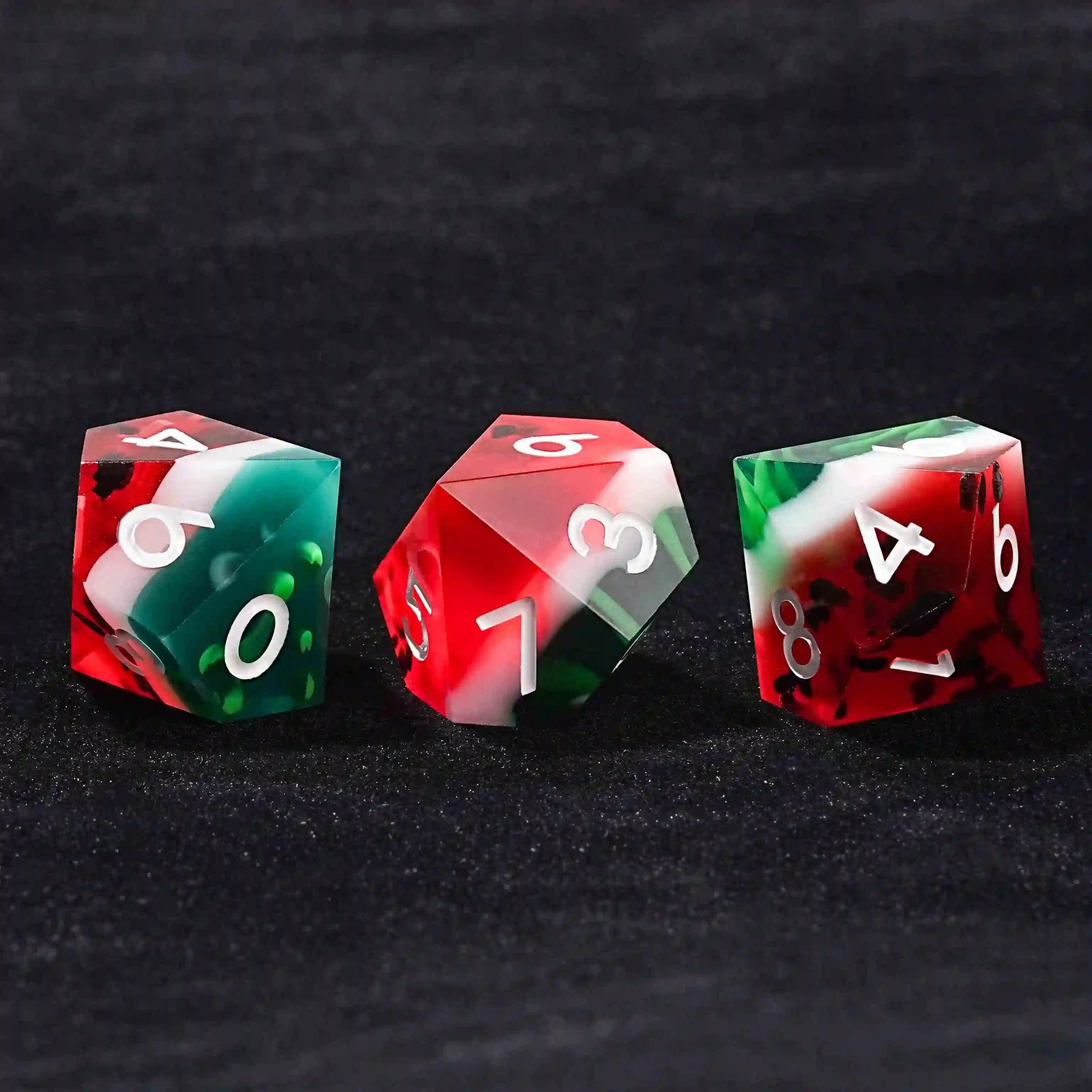 3 Resin Watermelon D10 Dice | Bear Dice