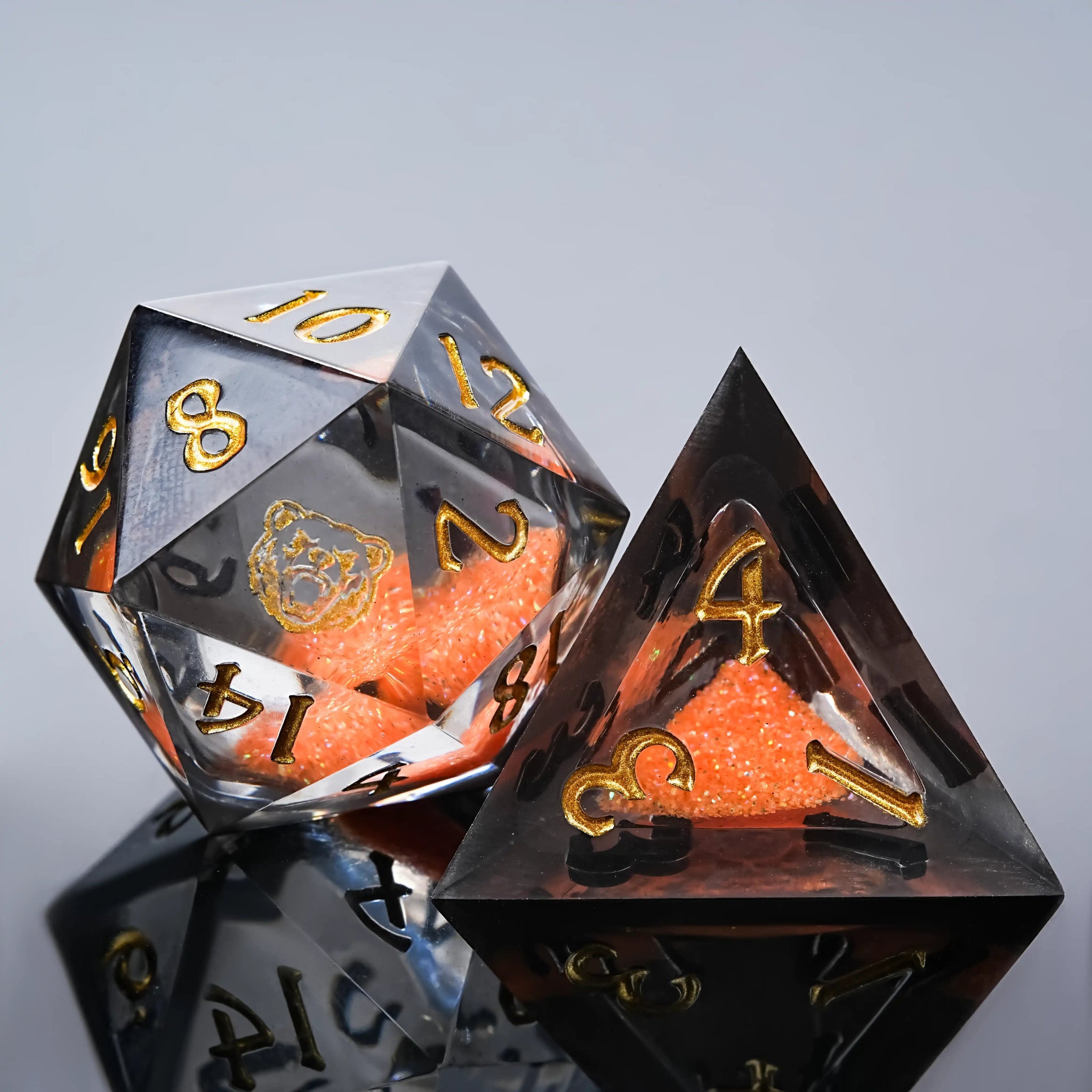 Kickstarter Dice - Blazing Bear Liquid Core Resin Dice Set - Bear Dice