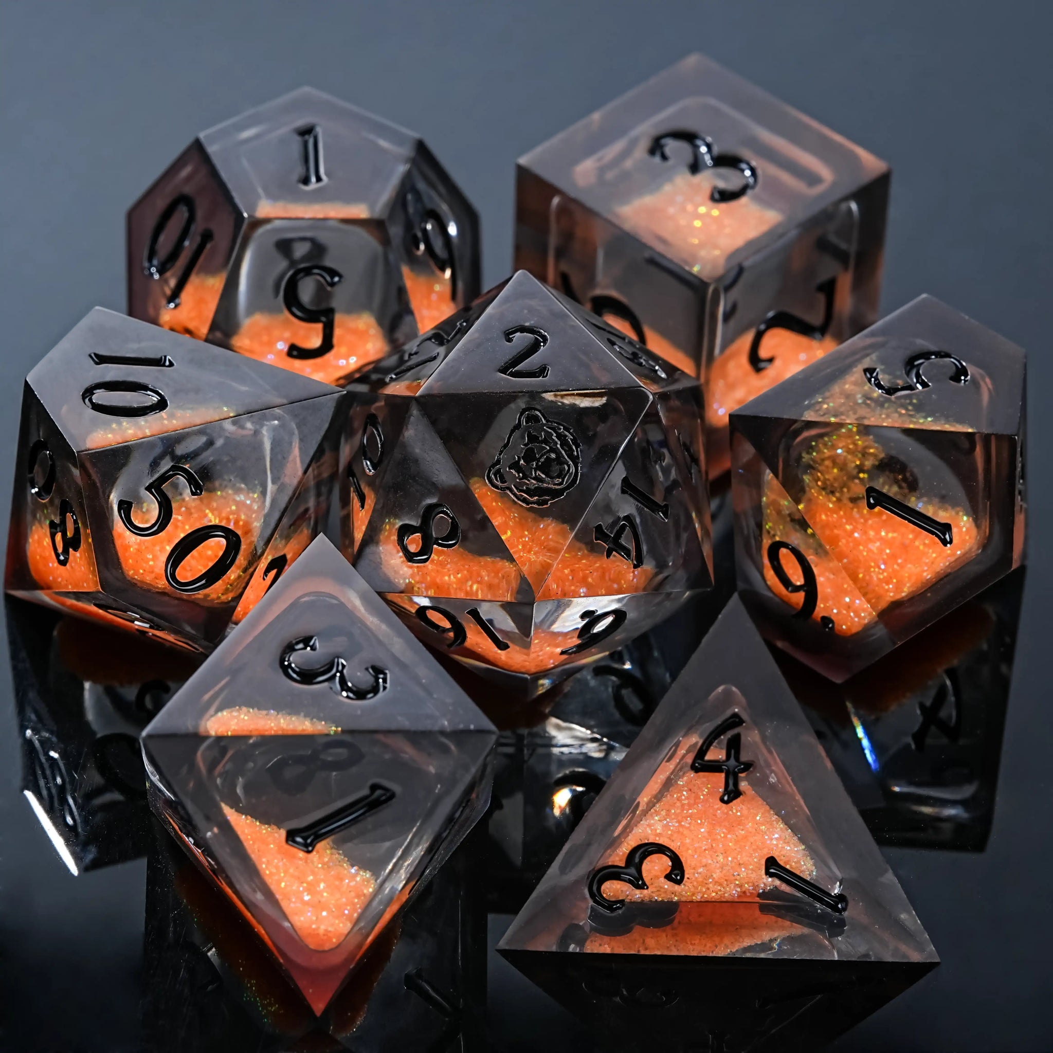 Kickstarter Dice - Blazing Bear Liquid Core Resin Dice Set - Bear Dice