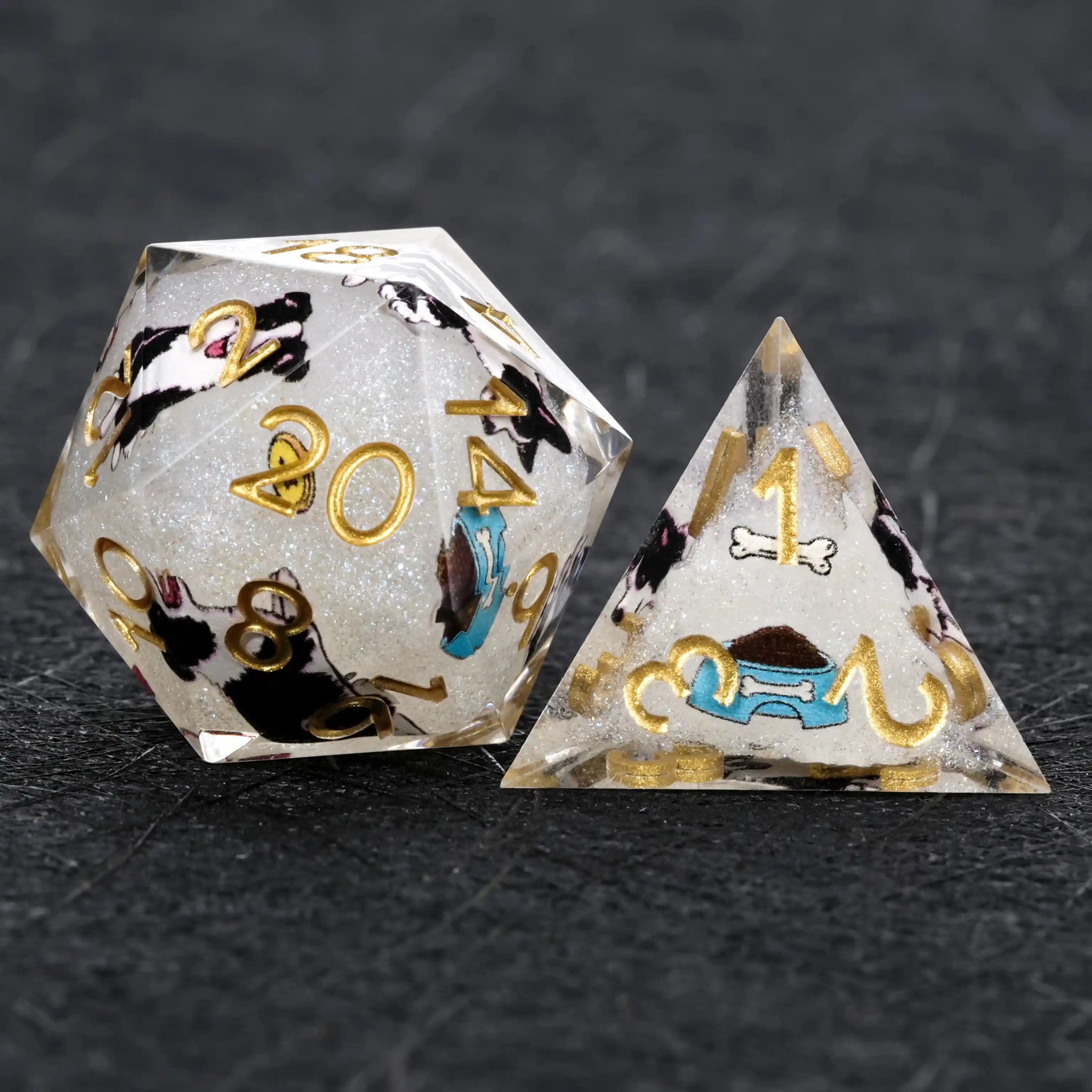 Kickstarter Dice – Border Collie Resin DND Dice Set - Bear Dice