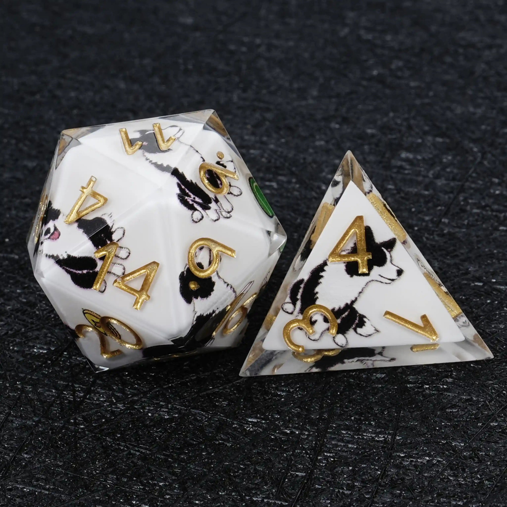 Kickstarter Dice – Border Collie Resin DND Dice Set - Bear Dice