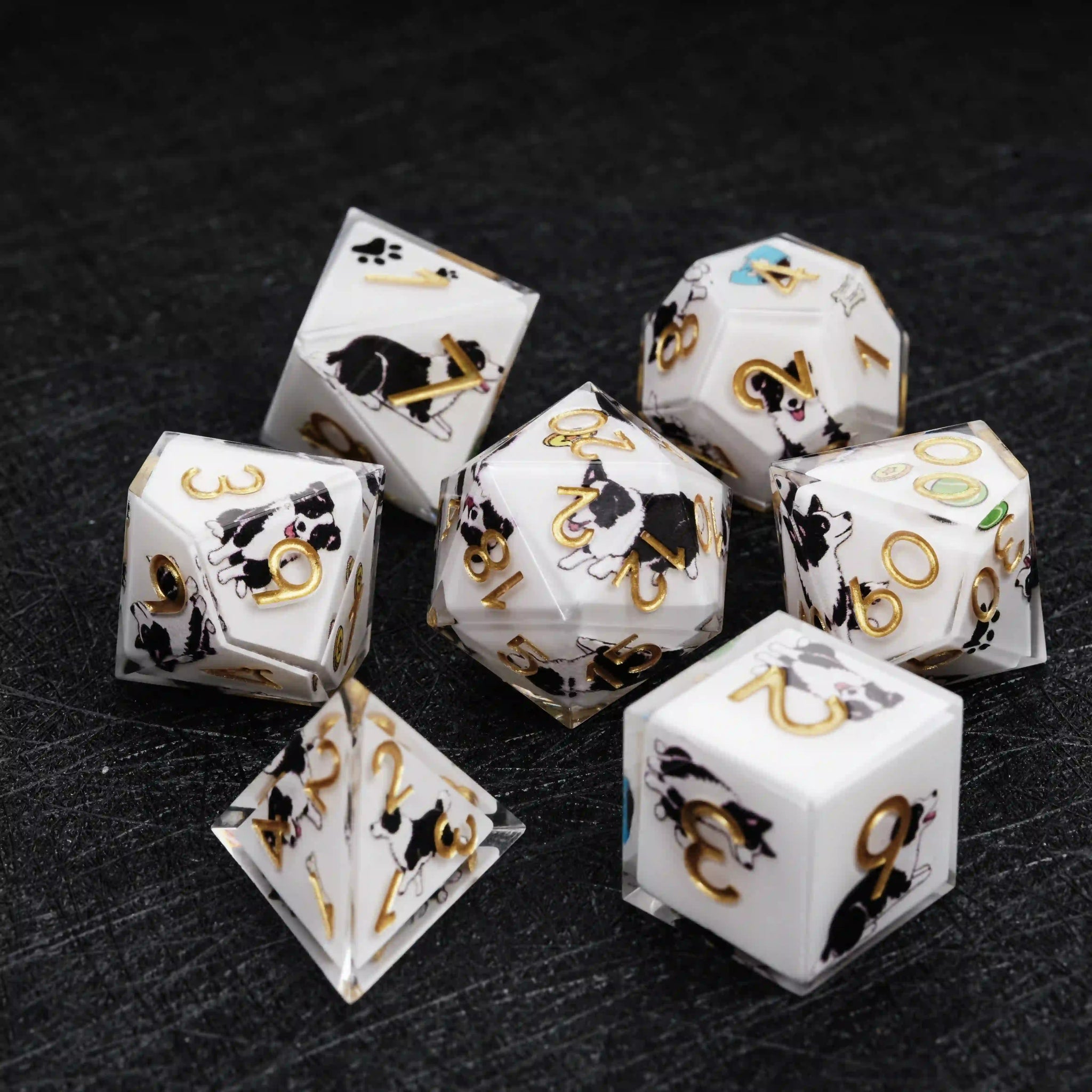 Kickstarter Dice – Border Collie Resin DND Dice Set - Bear Dice