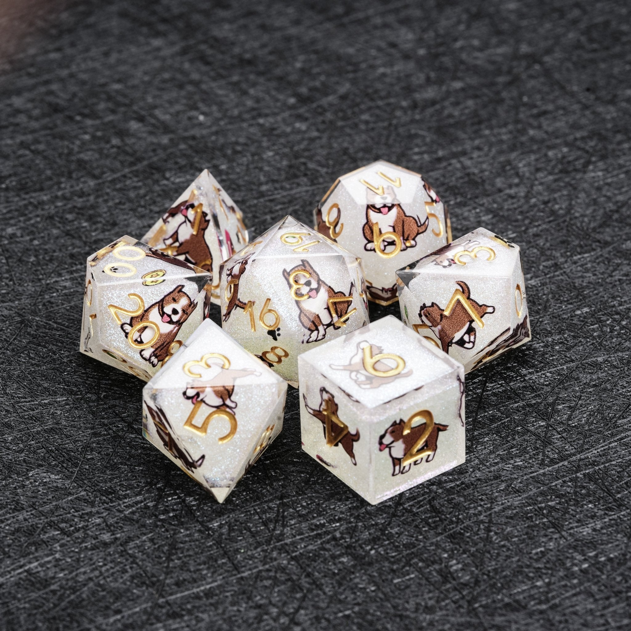 Kickstarter Dice – Canine Legends American Pitbull Resin DND Dice Set Guardian Roleplaying Dice - Bear Dice