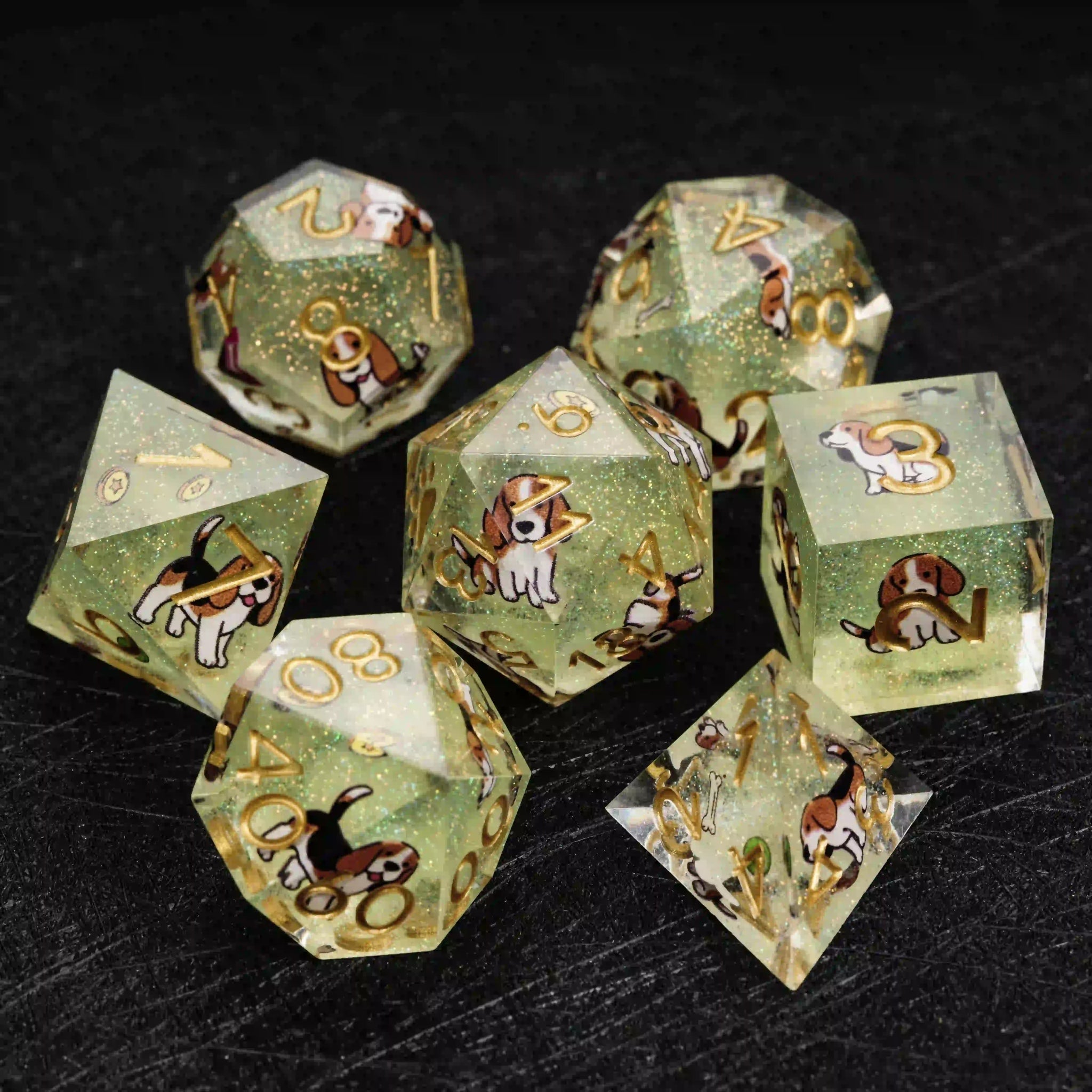 Kickstarter Dice – Canine Legends Beagle Resin DND Dice Set | Curious Guardian Dice for RPG Collectors - Bear Dice