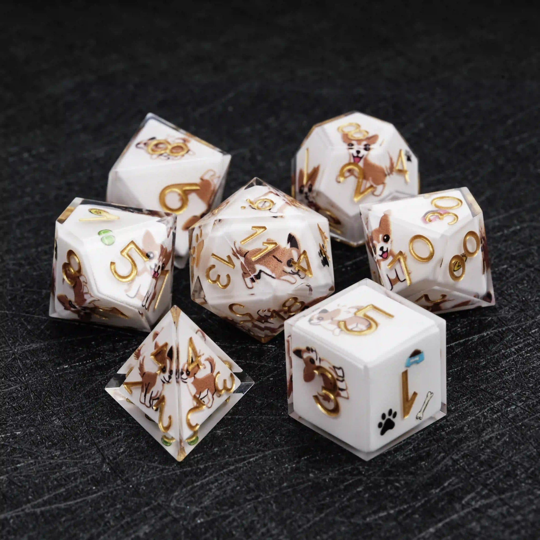 Kickstarter Dice – Canine Legends Chihuahua Resin DND Dice Set - Bear Dice