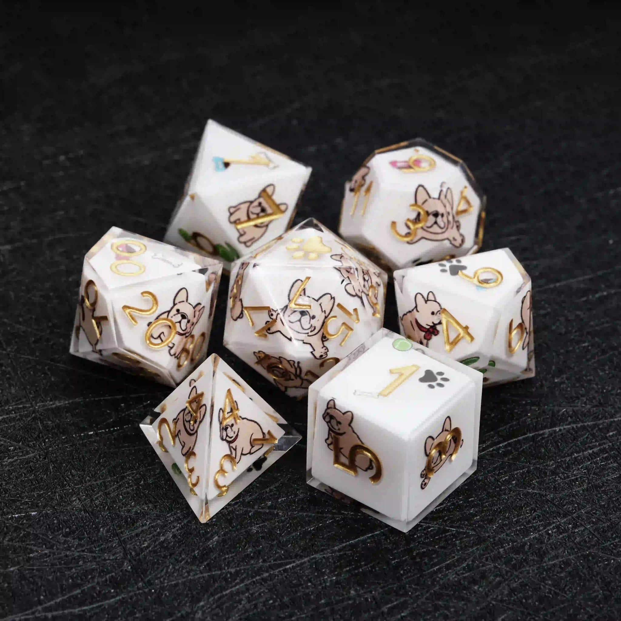 Kickstarter Dice – Canine Legends French Bulldog Resin DND Dice Set | Cute Guardian Dice for RPG Adventures - Bear Dice
