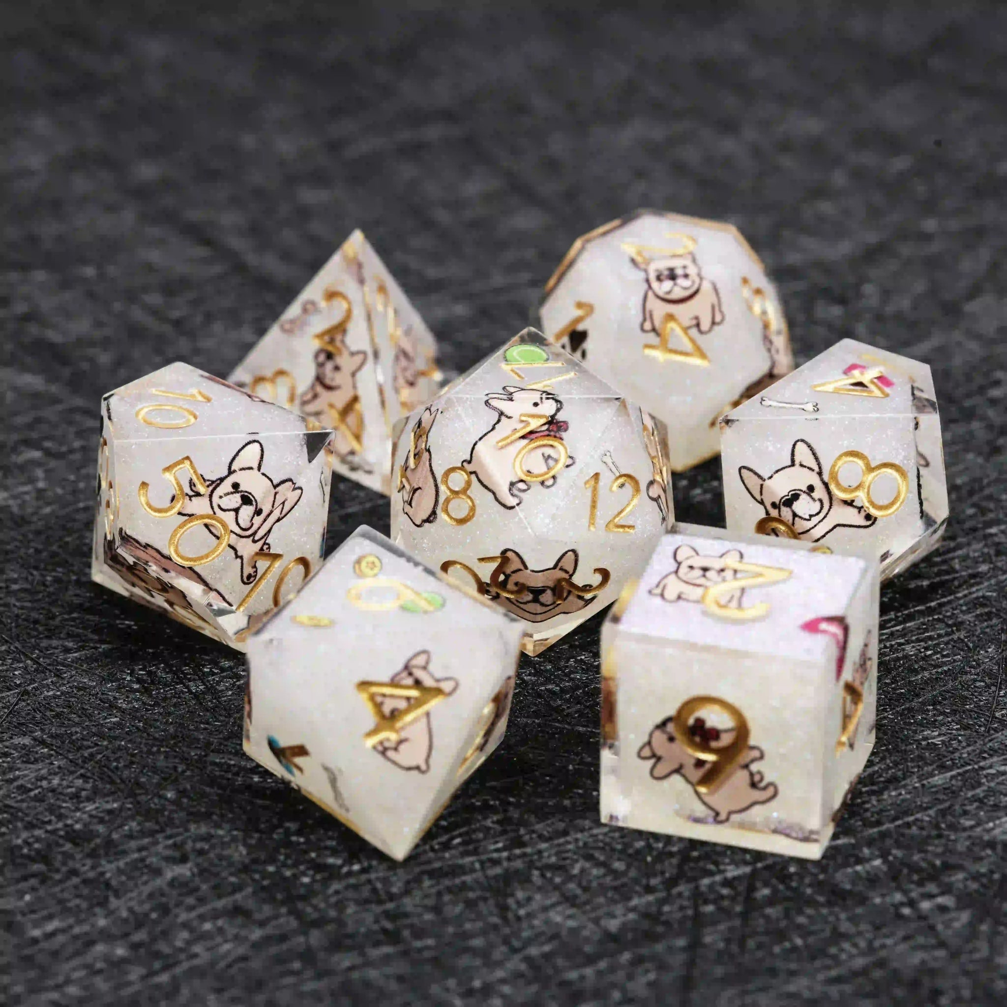 Kickstarter Dice – Canine Legends French Bulldog Resin DND Dice Set | Cute Guardian Dice for RPG Adventures - Bear Dice
