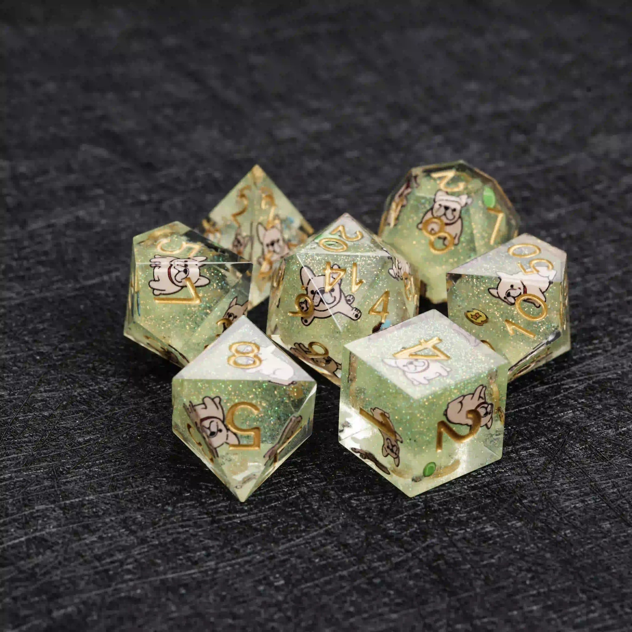 Kickstarter Dice – Canine Legends French Bulldog Resin DND Dice Set | Cute Guardian Dice for RPG Adventures - Bear Dice